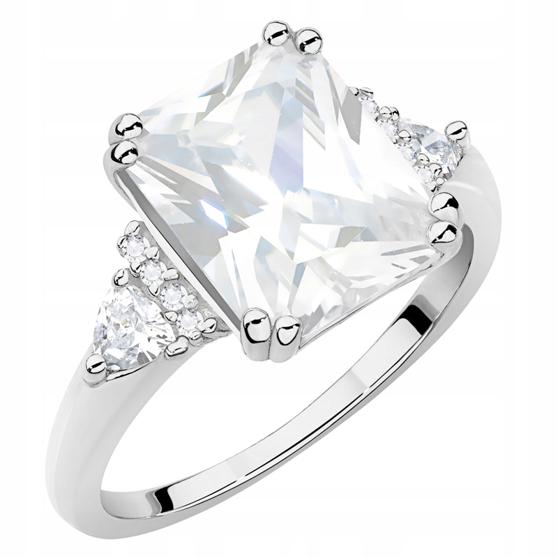 Dámský Stříbrný Prstýnek 925 s velkým bílým Zirkon vel. 19