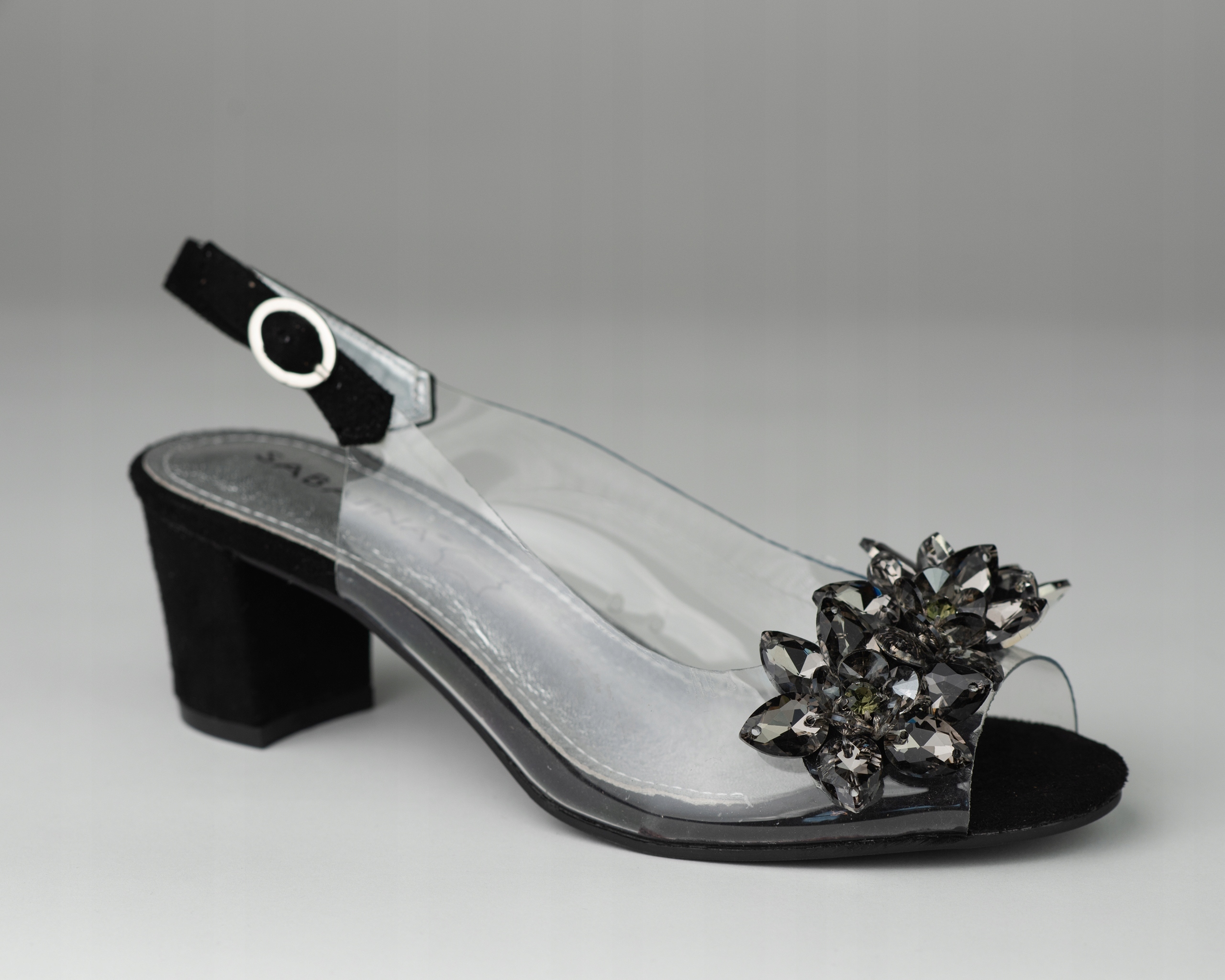 Sandálky Sabatina 2014-600 křišťály podpatek stélka kůže transparentní ča