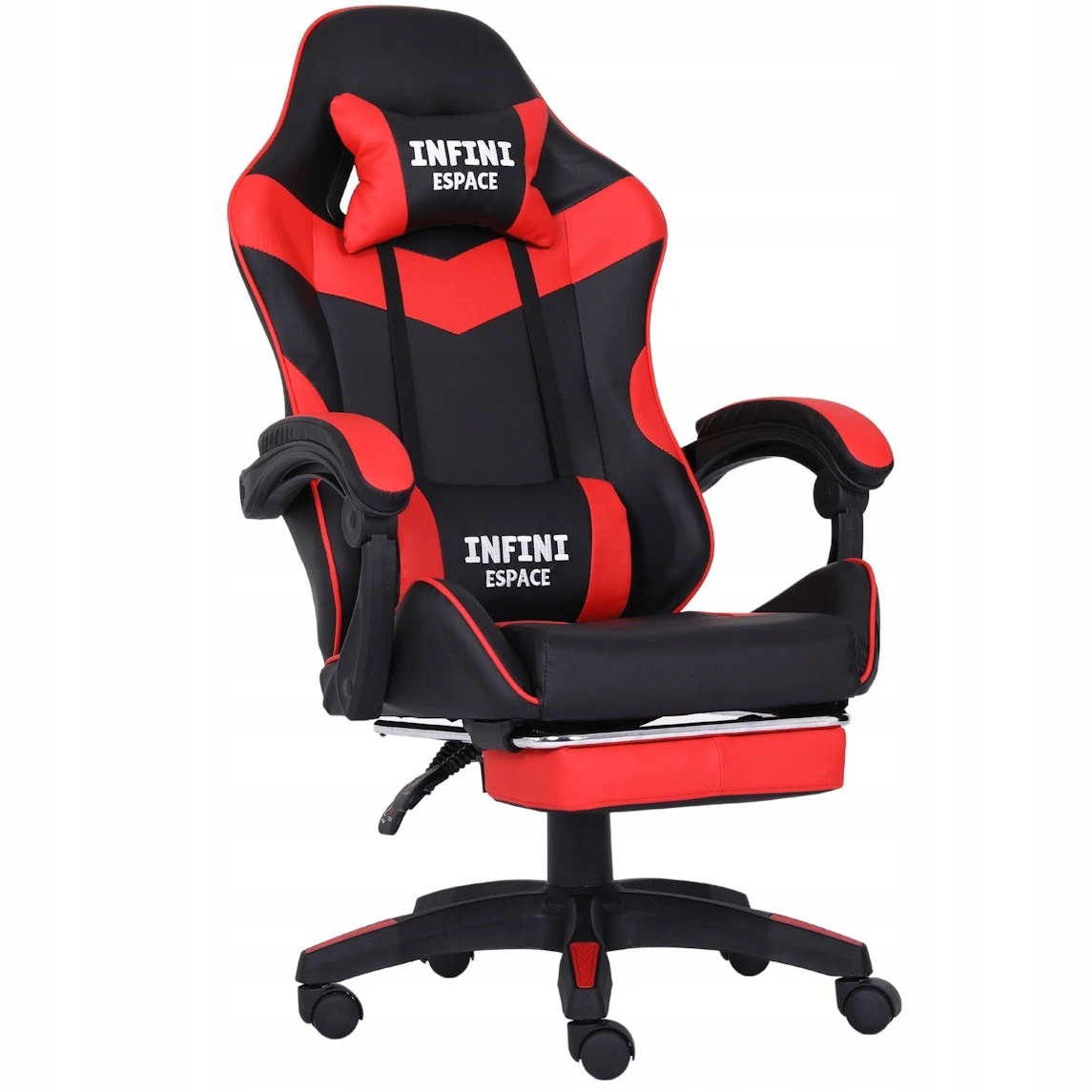 Otočné herní křeslo pro hráče s podnožkou, Pohodlné, černo-červené