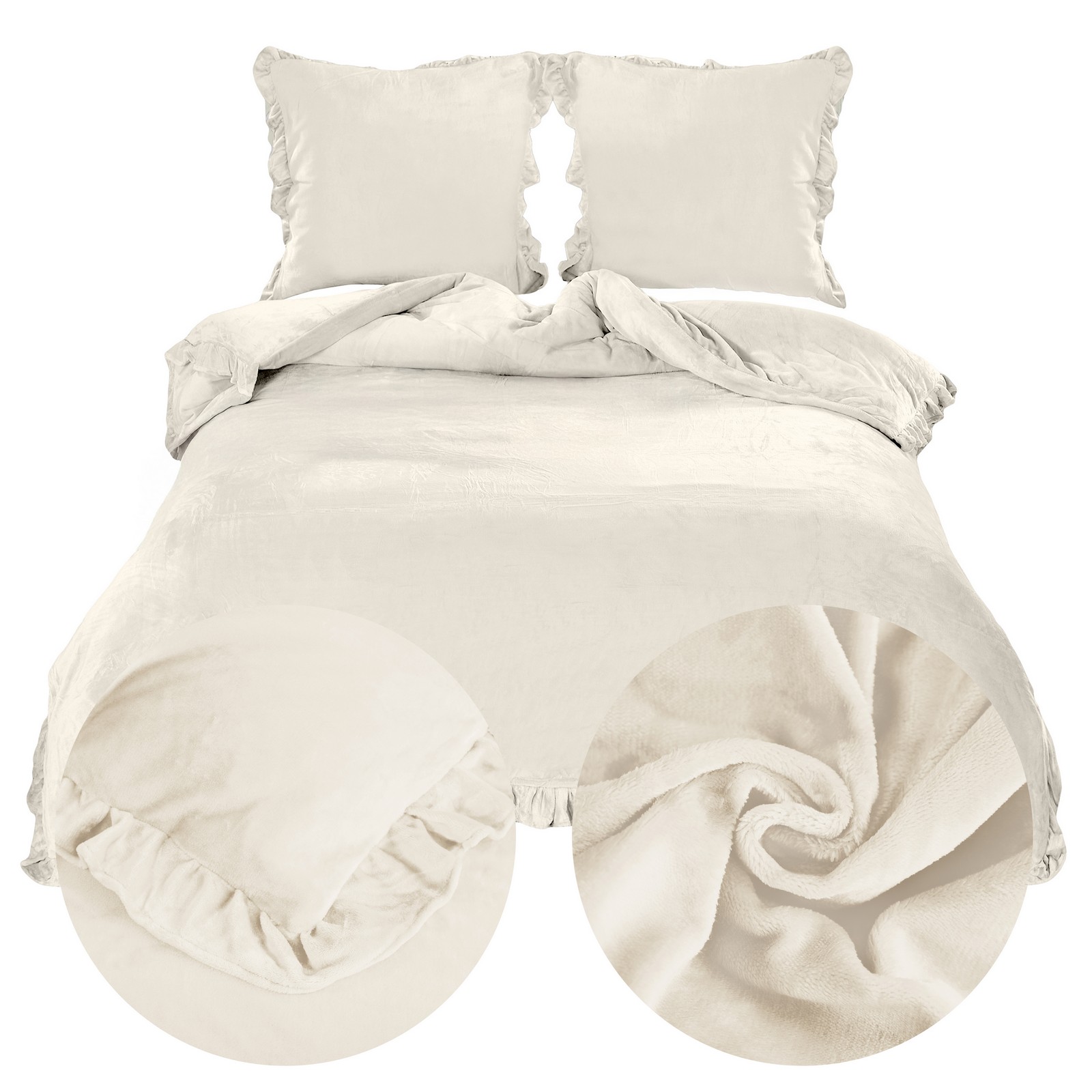 Posteľná Bielizeň 200x220 2x Obliečka na vankúš Mikrovlákno s volánom Elegantná Klasická Erva