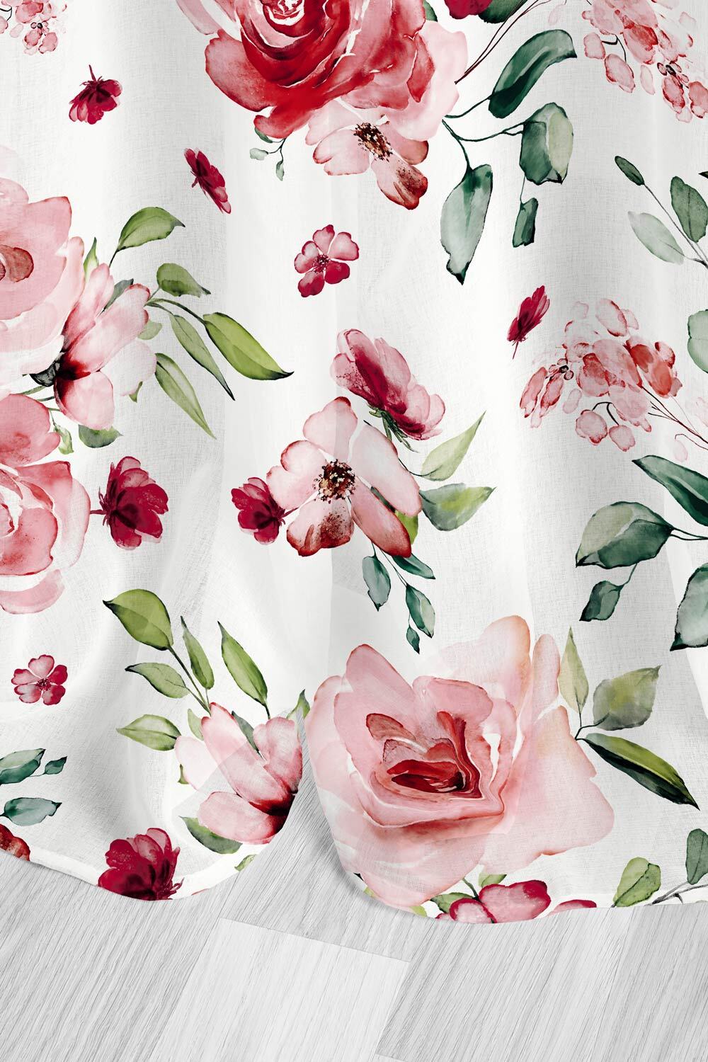 ZASŁONY ROSALLY 140x240 RÓŻE TAŚMA Wzór roślinny