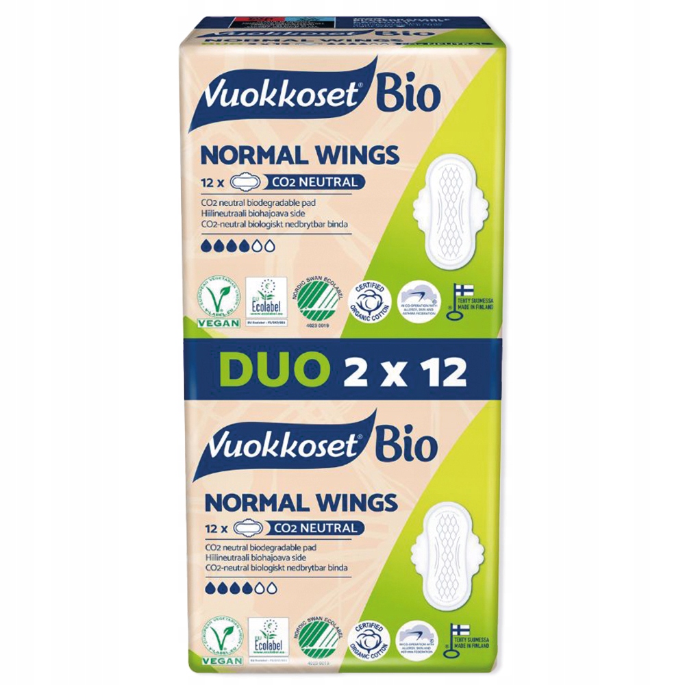 

Vuokkoset Podpaski Normal Ekologiczne Bio 2x12szt