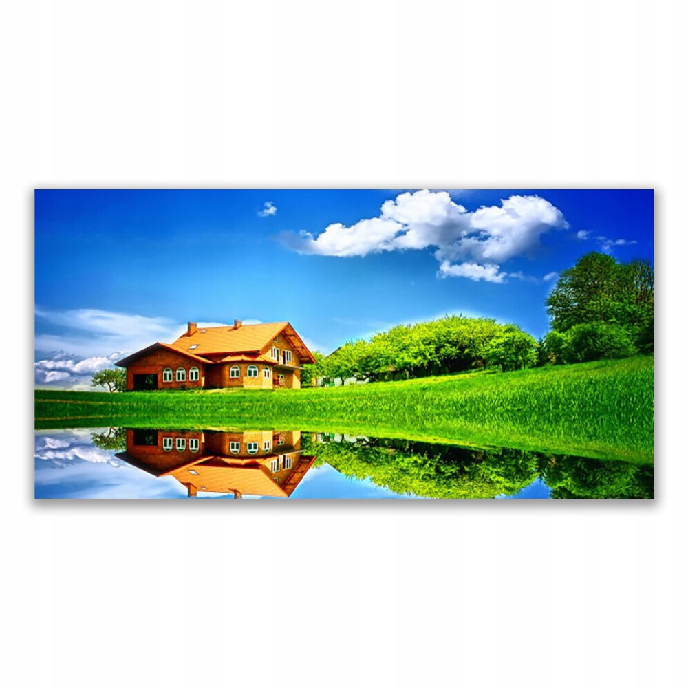 

Fotoobraz akryl 120x60 cm Dom Jezioro Trawa Natura