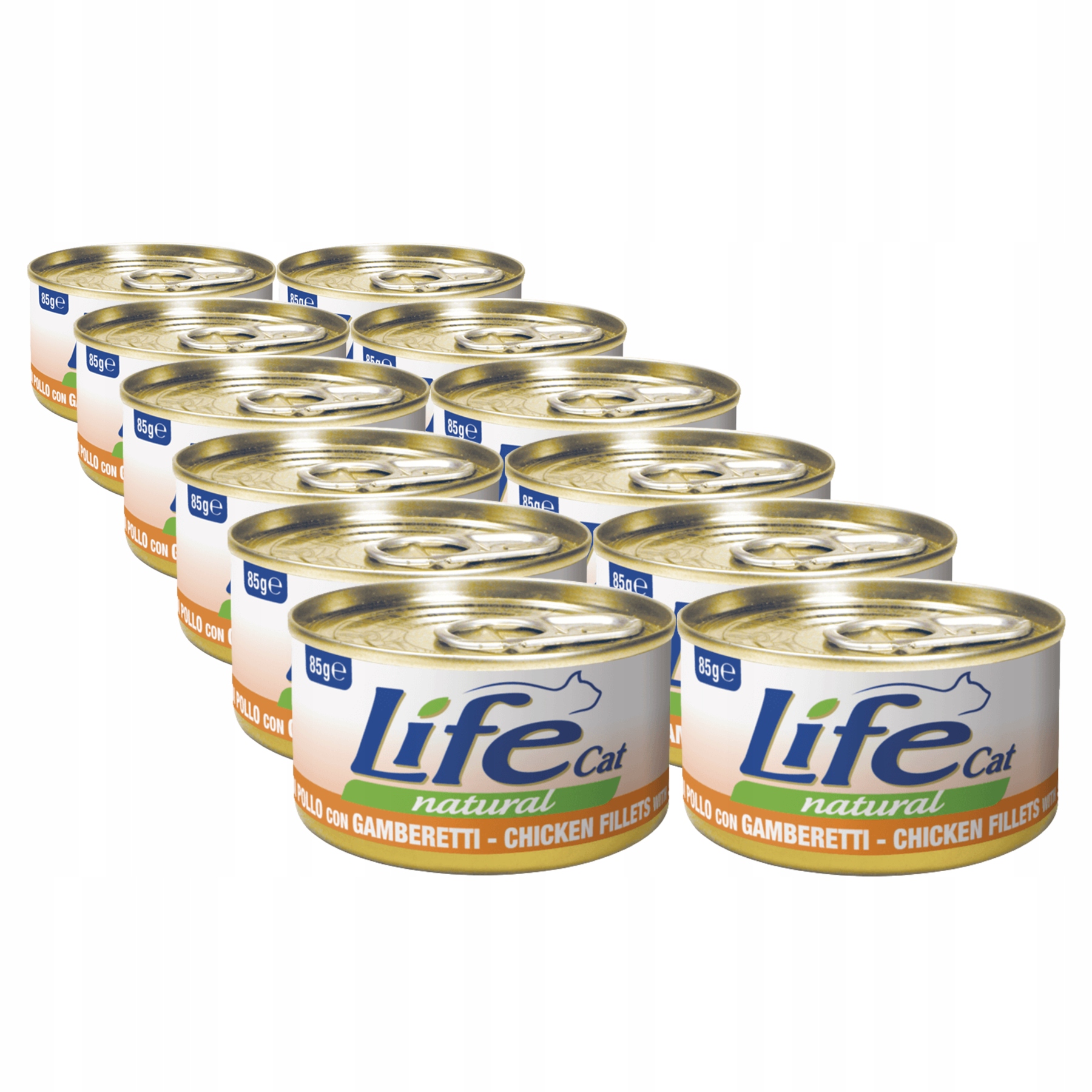 Life Cat Natural Krmivo pro kočky konzerva Set 12x85 g Kuře krevety