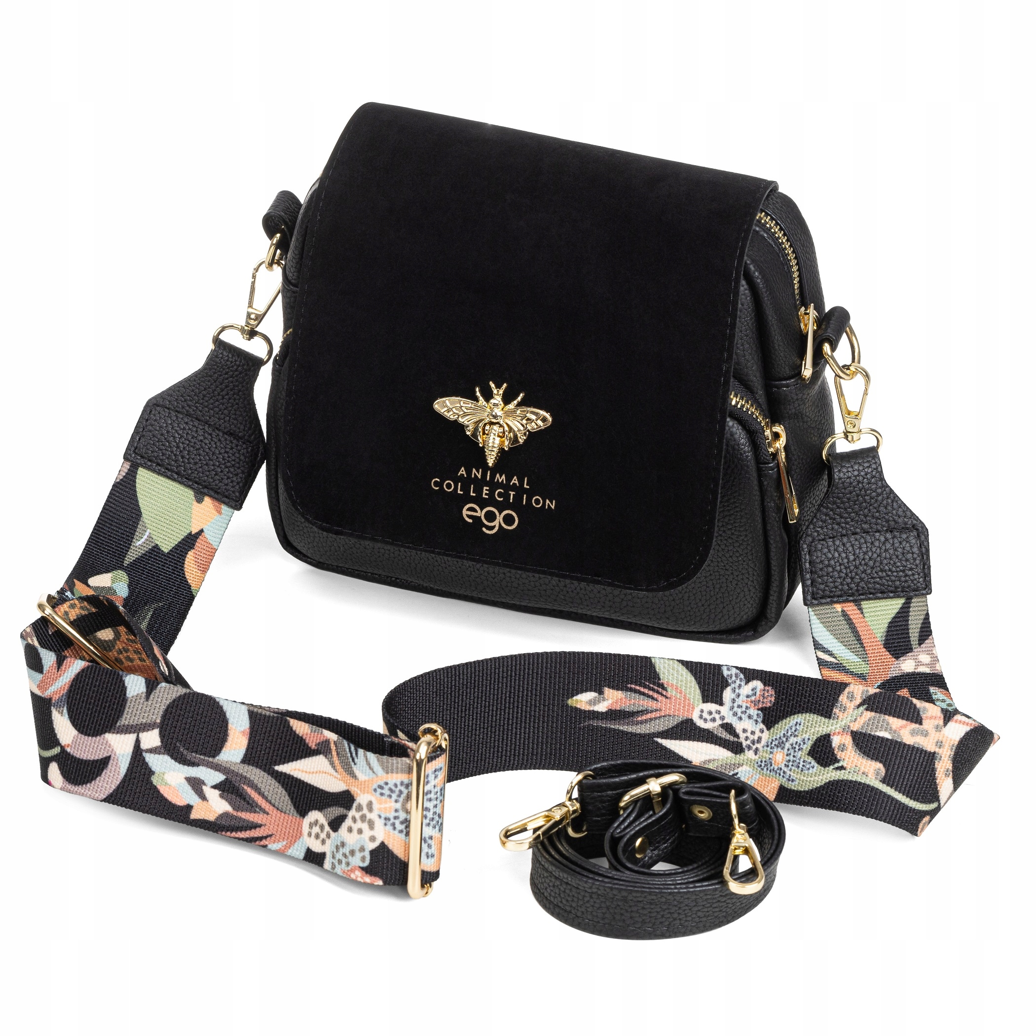 Polská Dámská Kabelka Černá Kabelka Přes Rameno Ego Barevný Pásek Přes Rameno