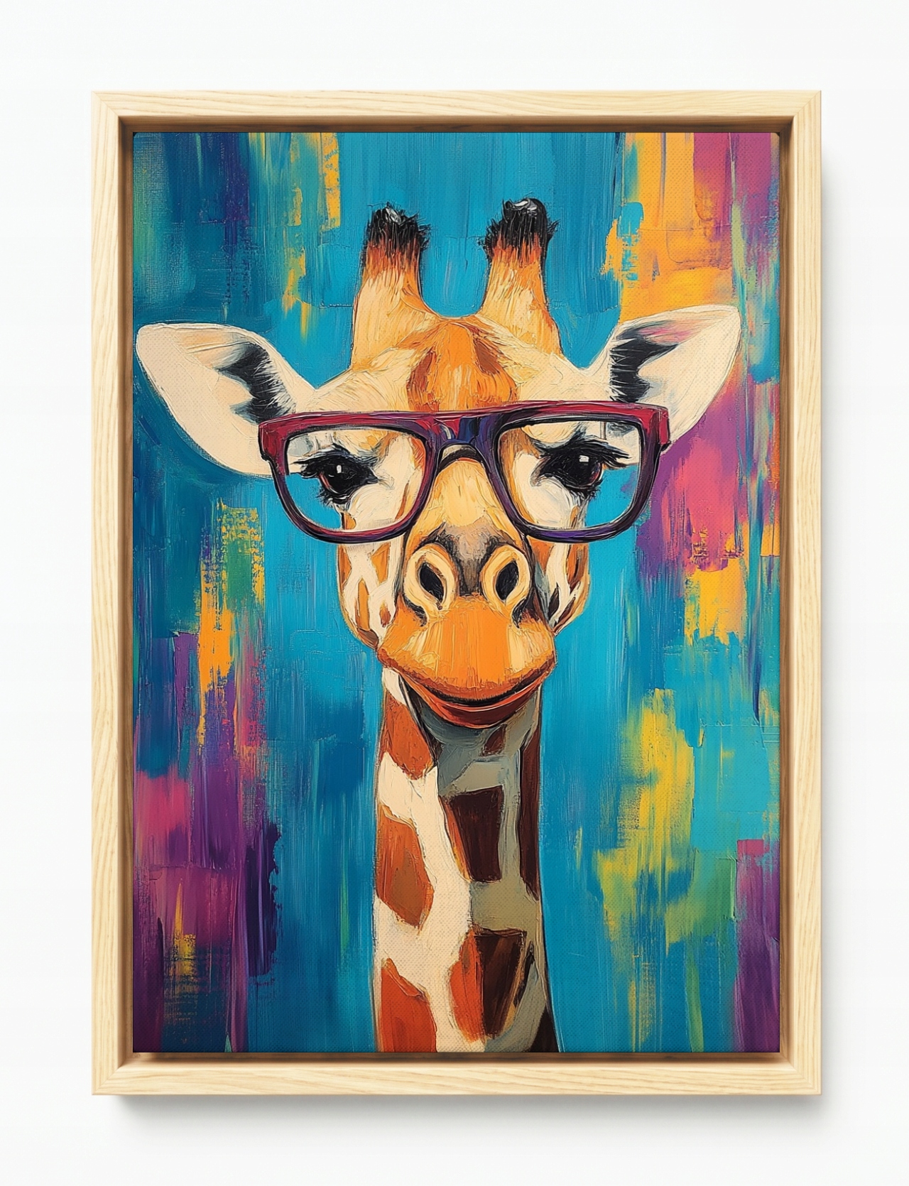 Obraz Rama American Box Portrét Žirafa Brýle Pop-art Hipster Funky 40x60