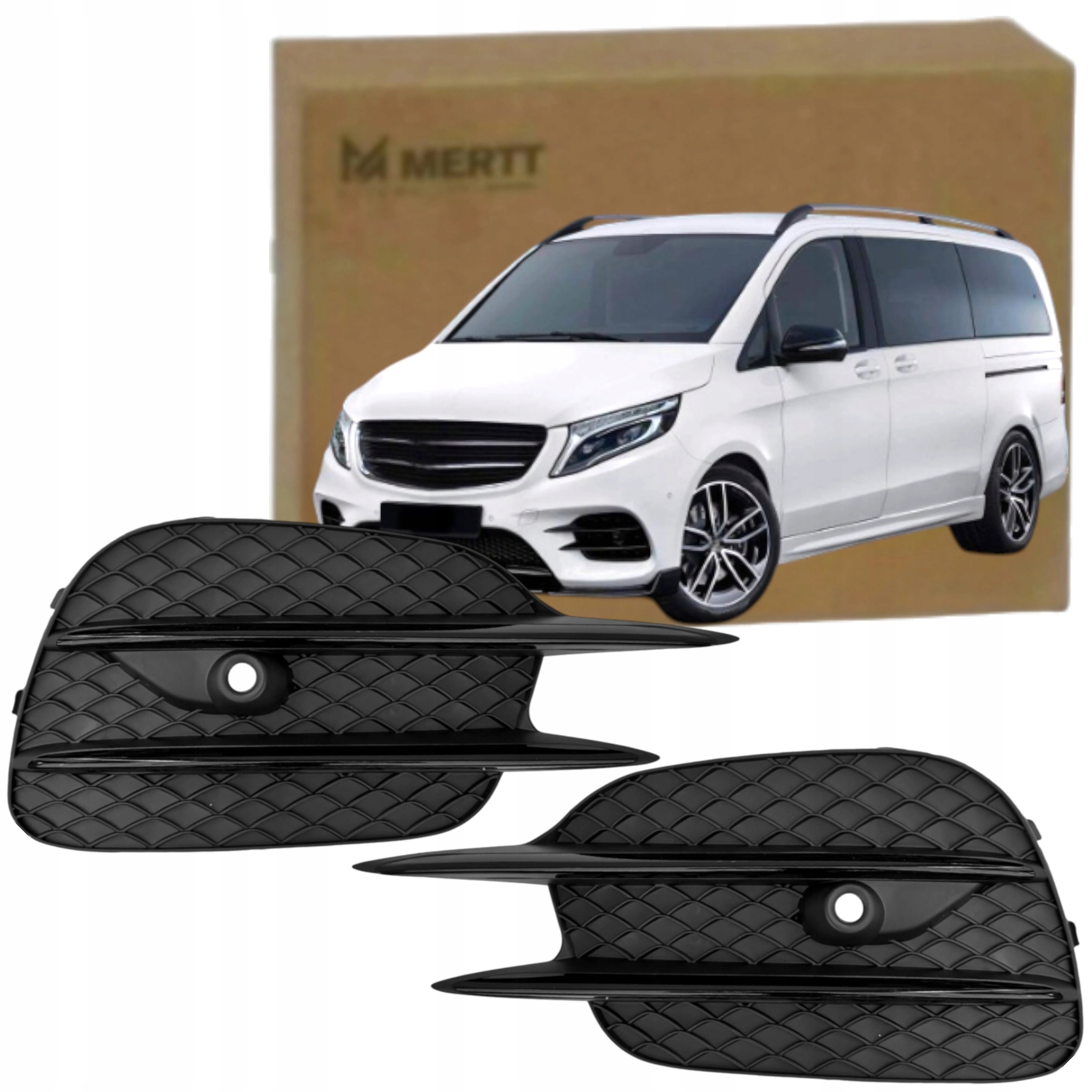 Mřížka nárazníku atrapa Levá Pravá stříbrná Mercedes V-klasa W447 Amg 2014-25