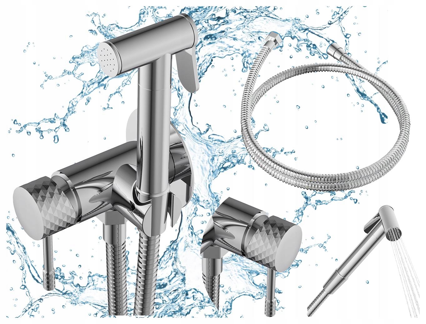 Podomietková bidetová batéria Chrom Glami, slúchadlá, hadica, čistič bidetu