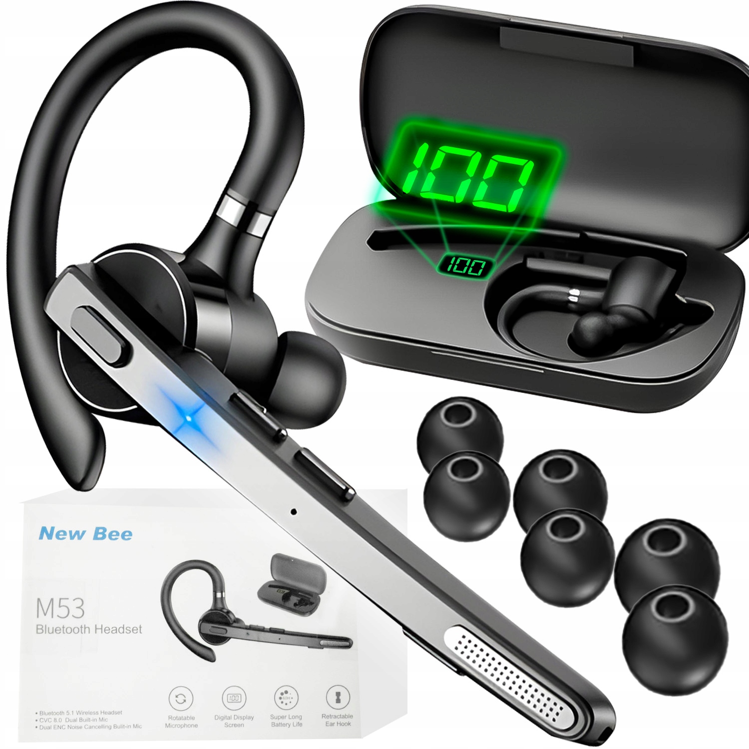Bezprzewodowa słuchawka New Bee M53 dla kierowców kurierów Bluetooth 5.1