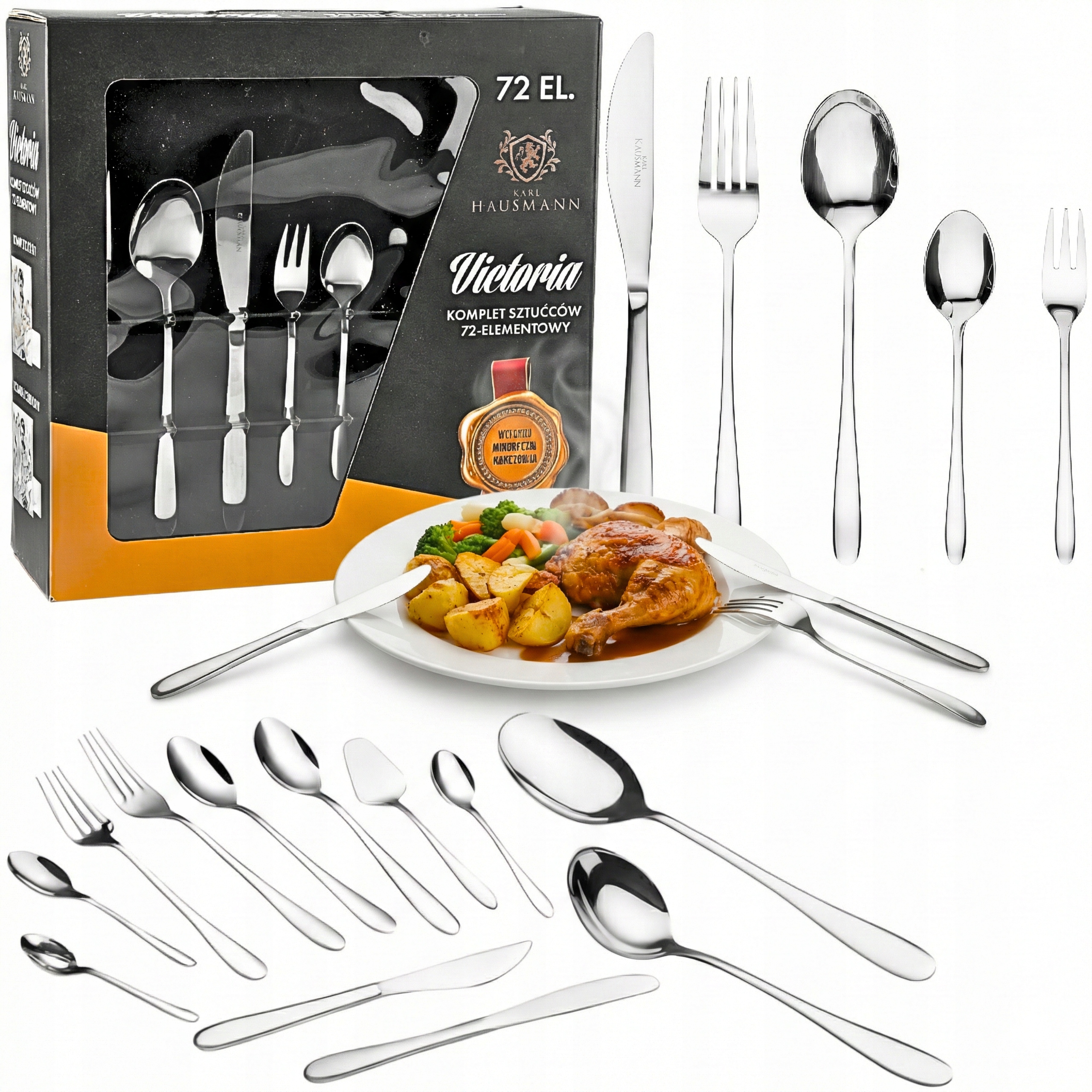 Sada Příborů Pro 12 Osob 72 Ks Krabička Sada Příbory Nerezová Ocel