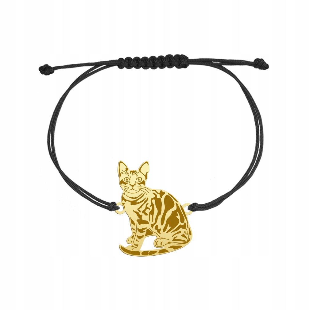 Zlatý náramek s bengálskou kočkou 925 Šperky Dárek Gravírování Bonus
