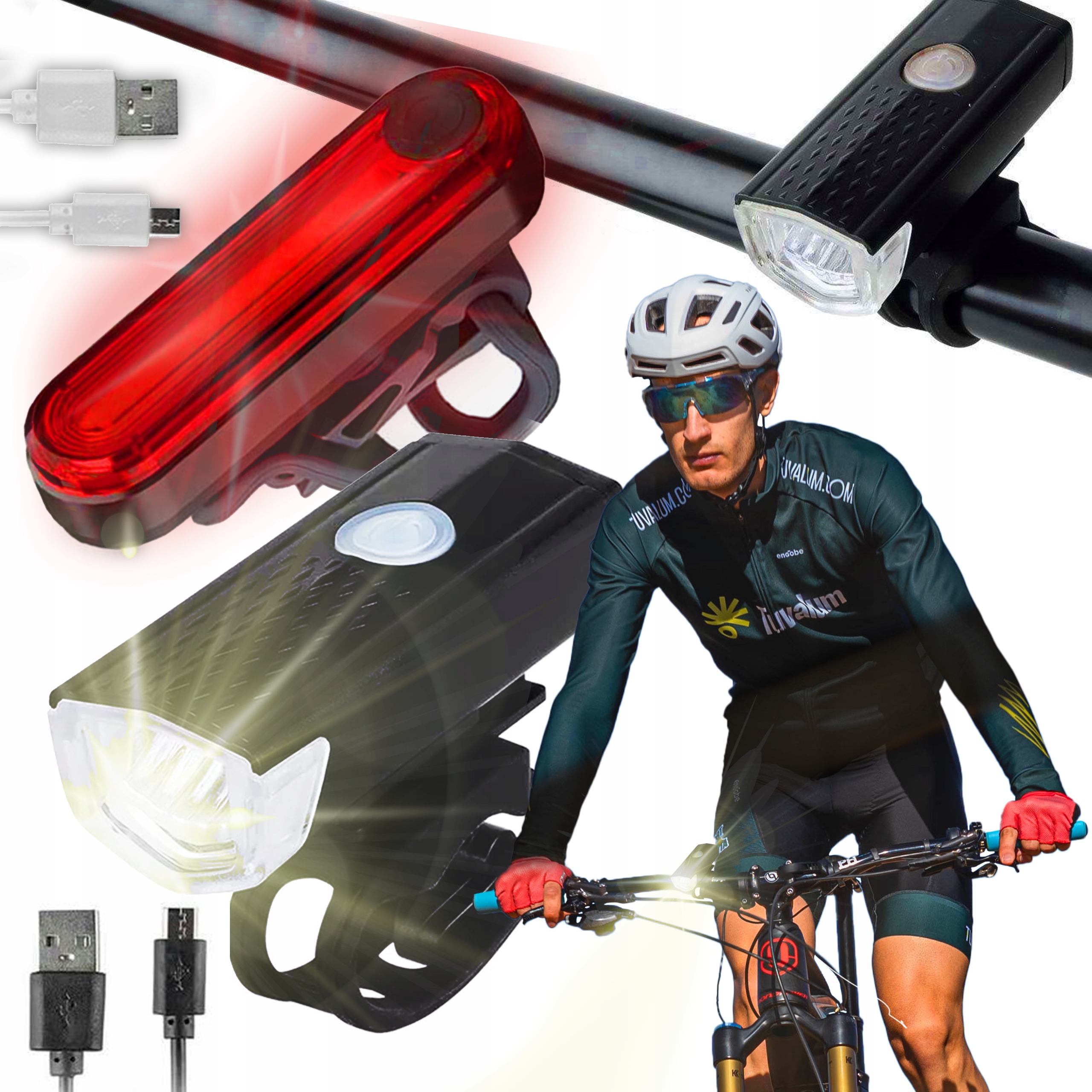 

Lampka Rowerowa tylna przednia Zestaw Lampek Usb