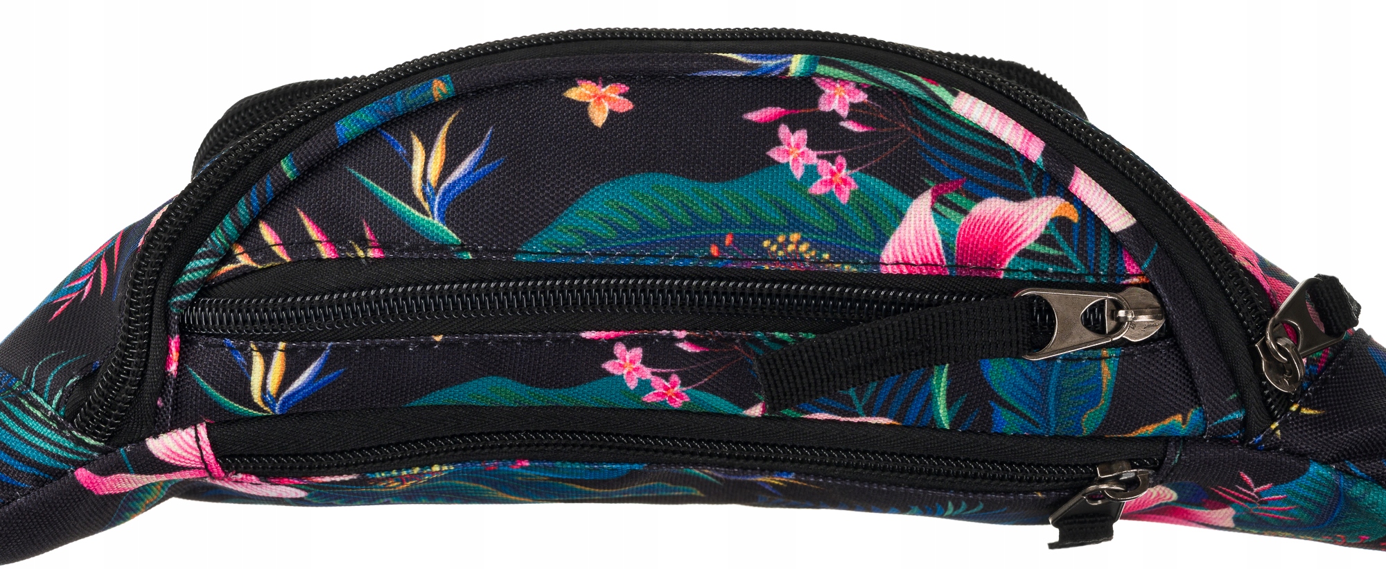 Sportowa nerka saszetka na szerokim pasku biodrówka pojemna kieszonki Wzór dominujący roślinny