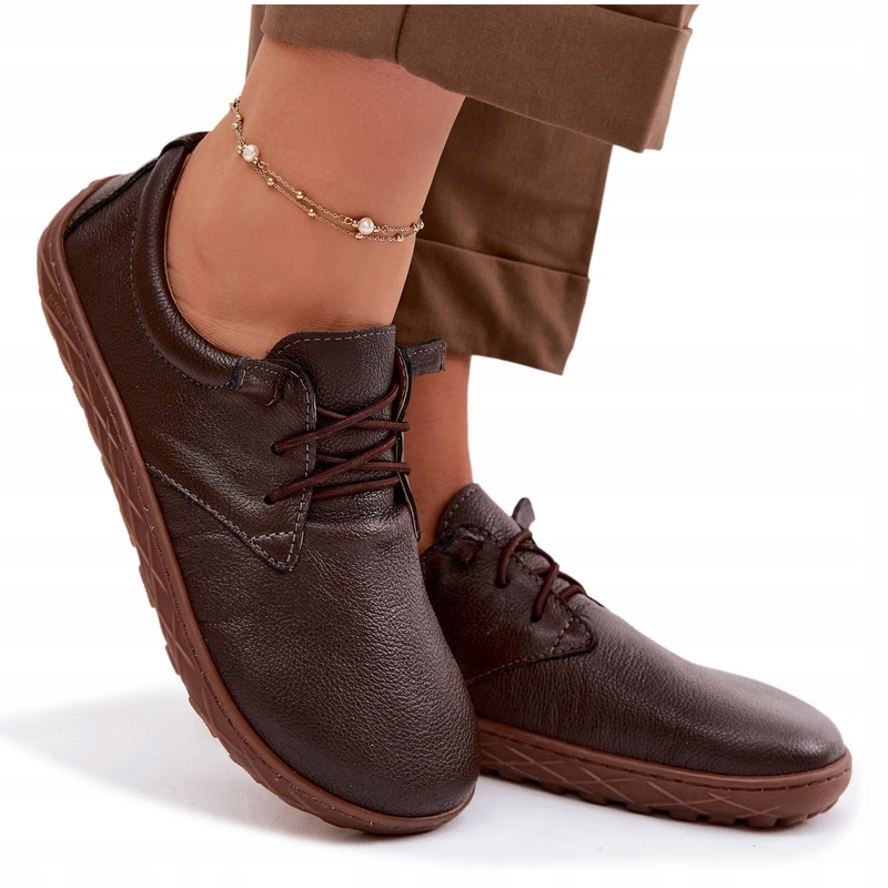 Dámské Polobotky Barefoot Kůže Nazouvací Zazoo 10189 Čokoládové 40