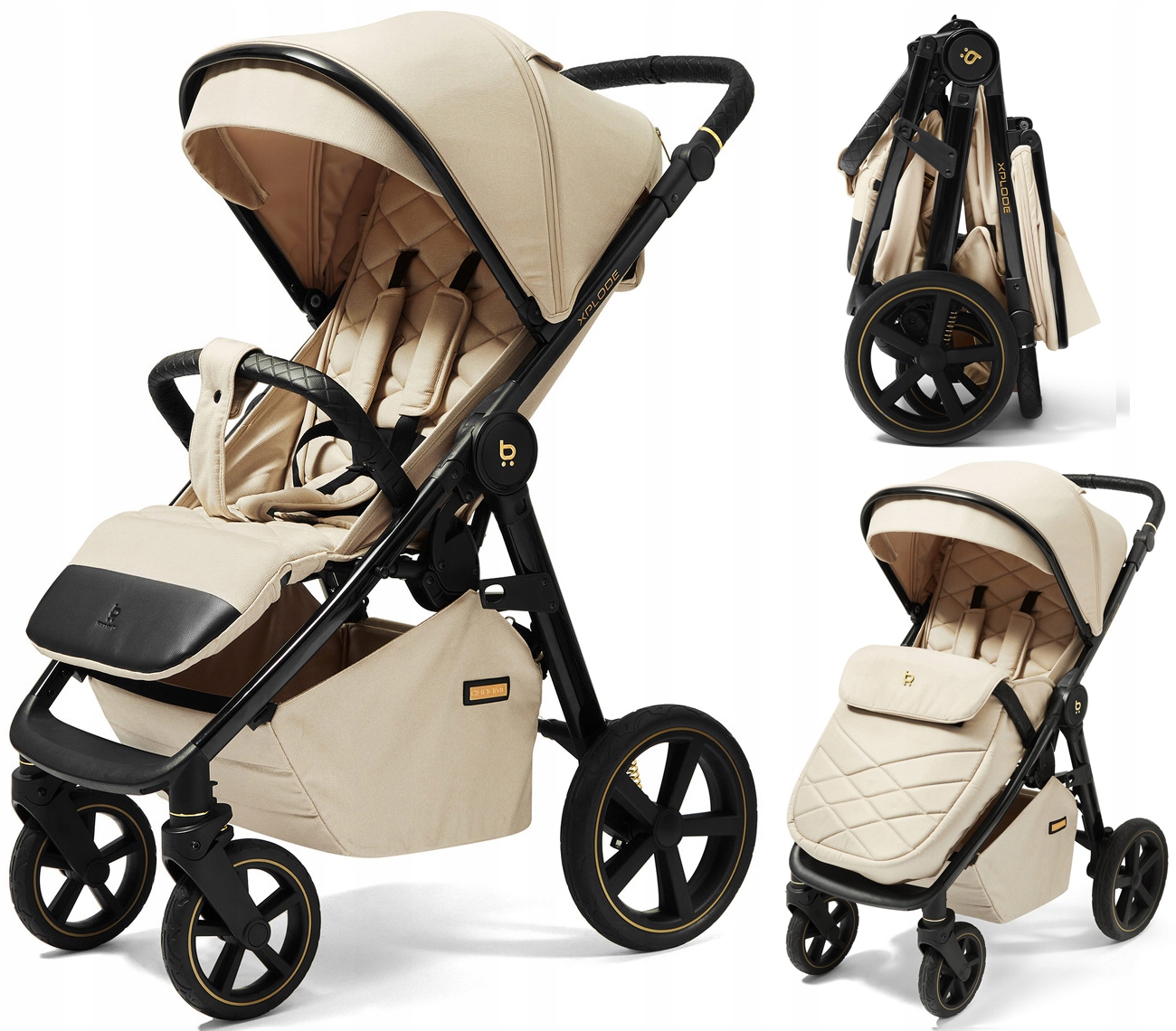 WÓZEK FUTURE DESIGN XPLODE CHROM FOLIA DO 22KG SAND BEIGE