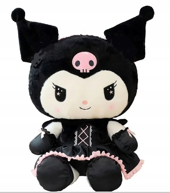 CZARNA KUDŁATA KUROMI 30 CM DŁUGOWŁOSA MASKOTKA PRZYTULANKA HELLO KITTY