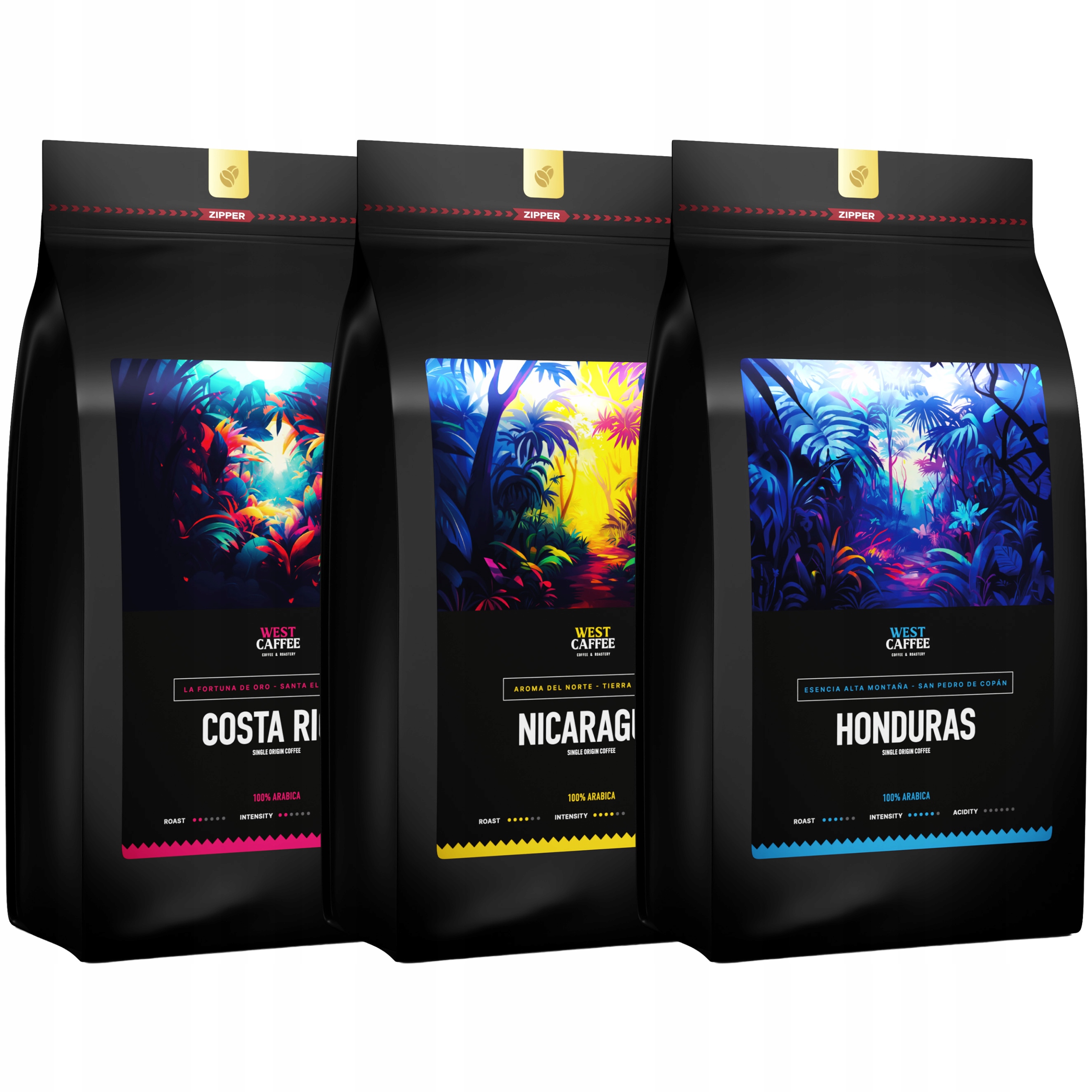 Levně Káva Zrnková 3kg Sada Kostarika Nikaragua Honduras 100% Arabica