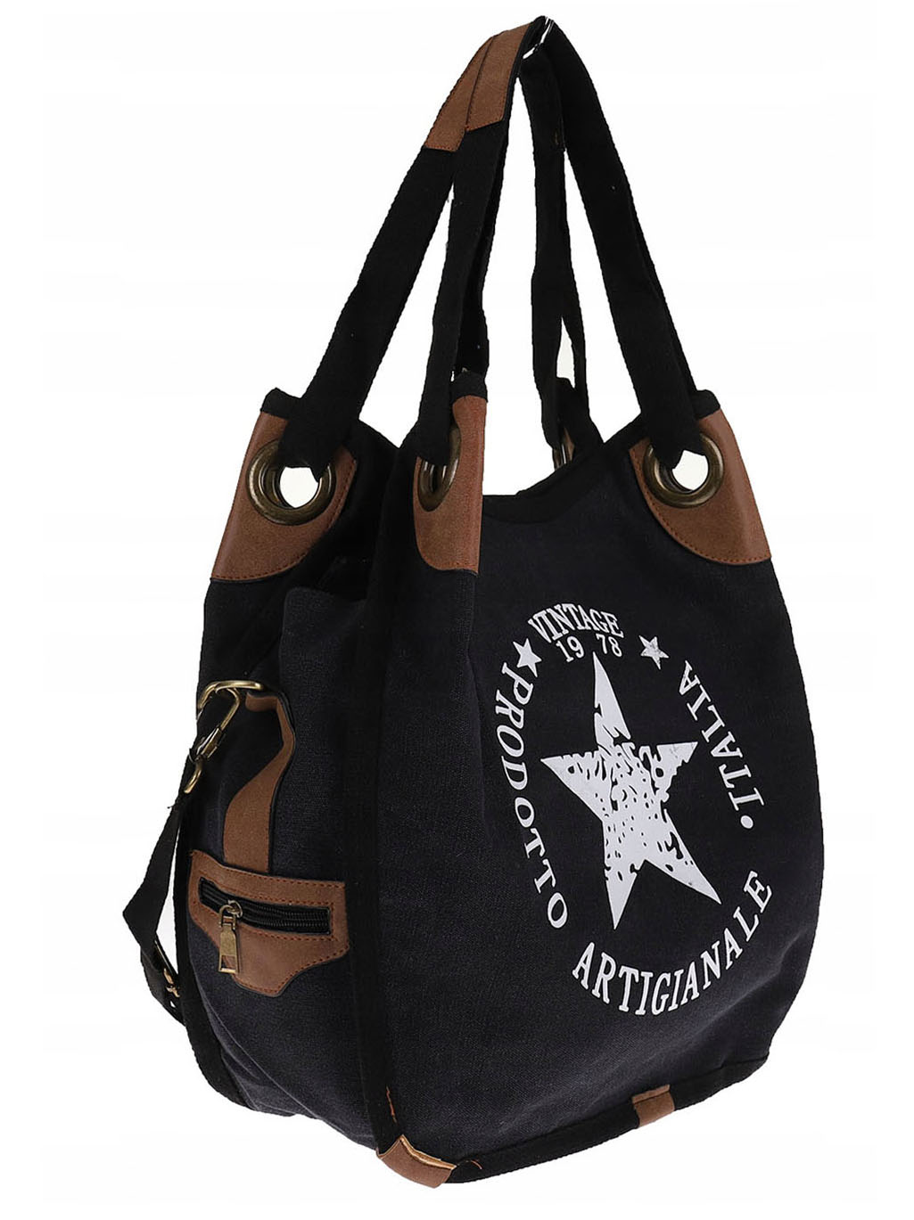 Torebka damska duża pojemna worek na ramię shopper listonoszka z208 Czarna