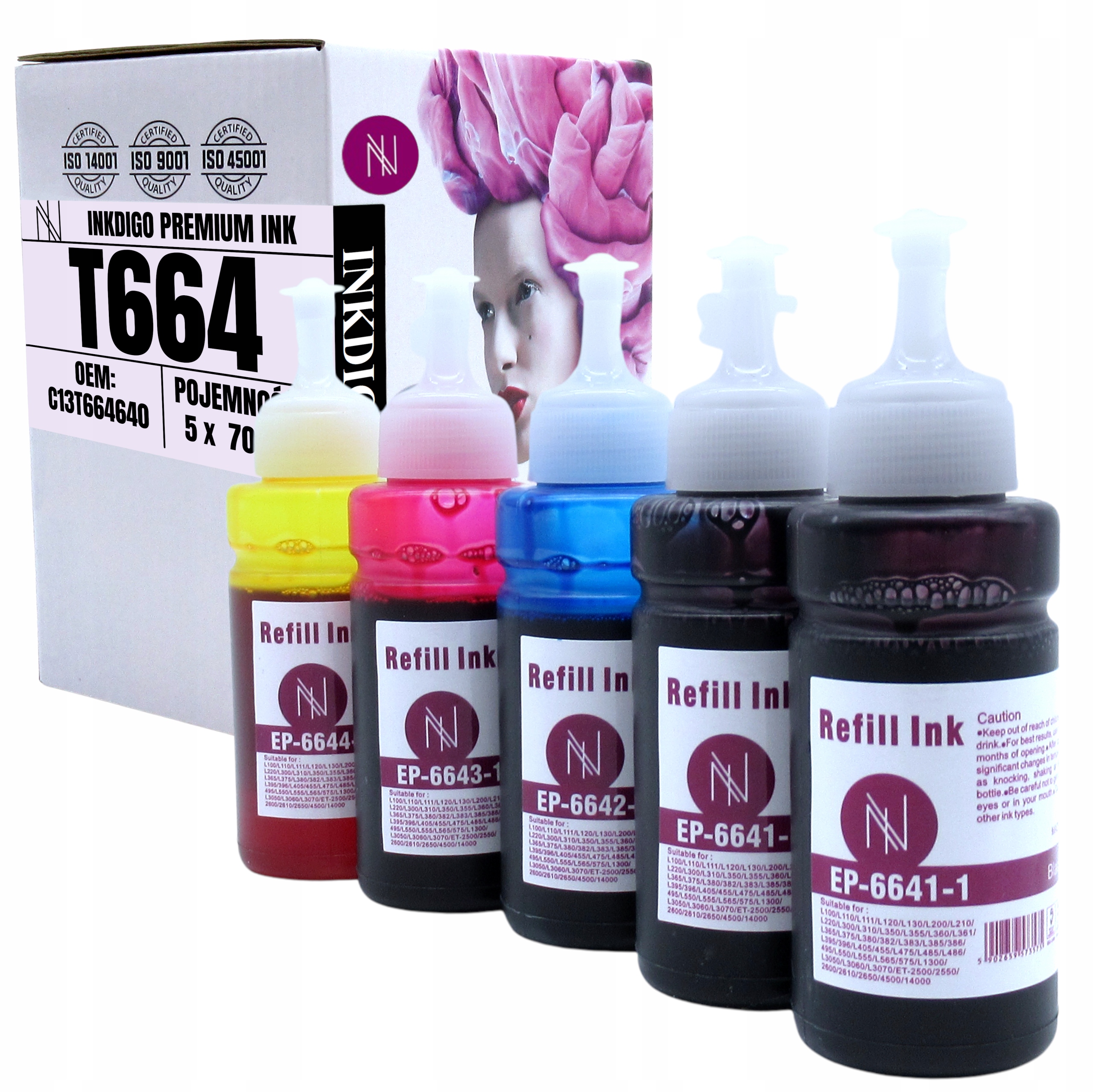 

5x Tusz 664 Do Epson Ecotank Its L3050 L3060 L3070