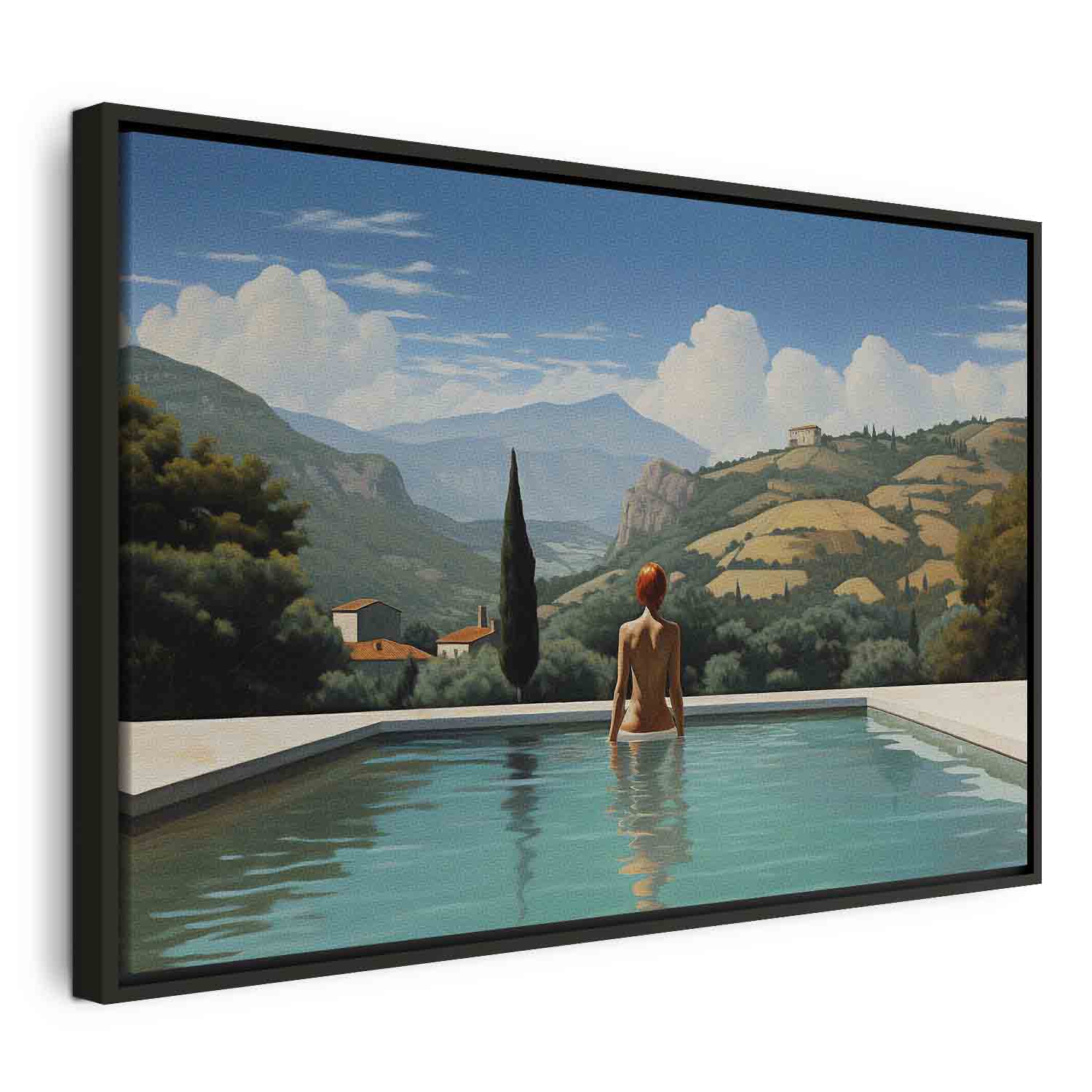 Žena V Prázdninovém Bazénu Obraz Na Plátně V Rámu American Box 90x60