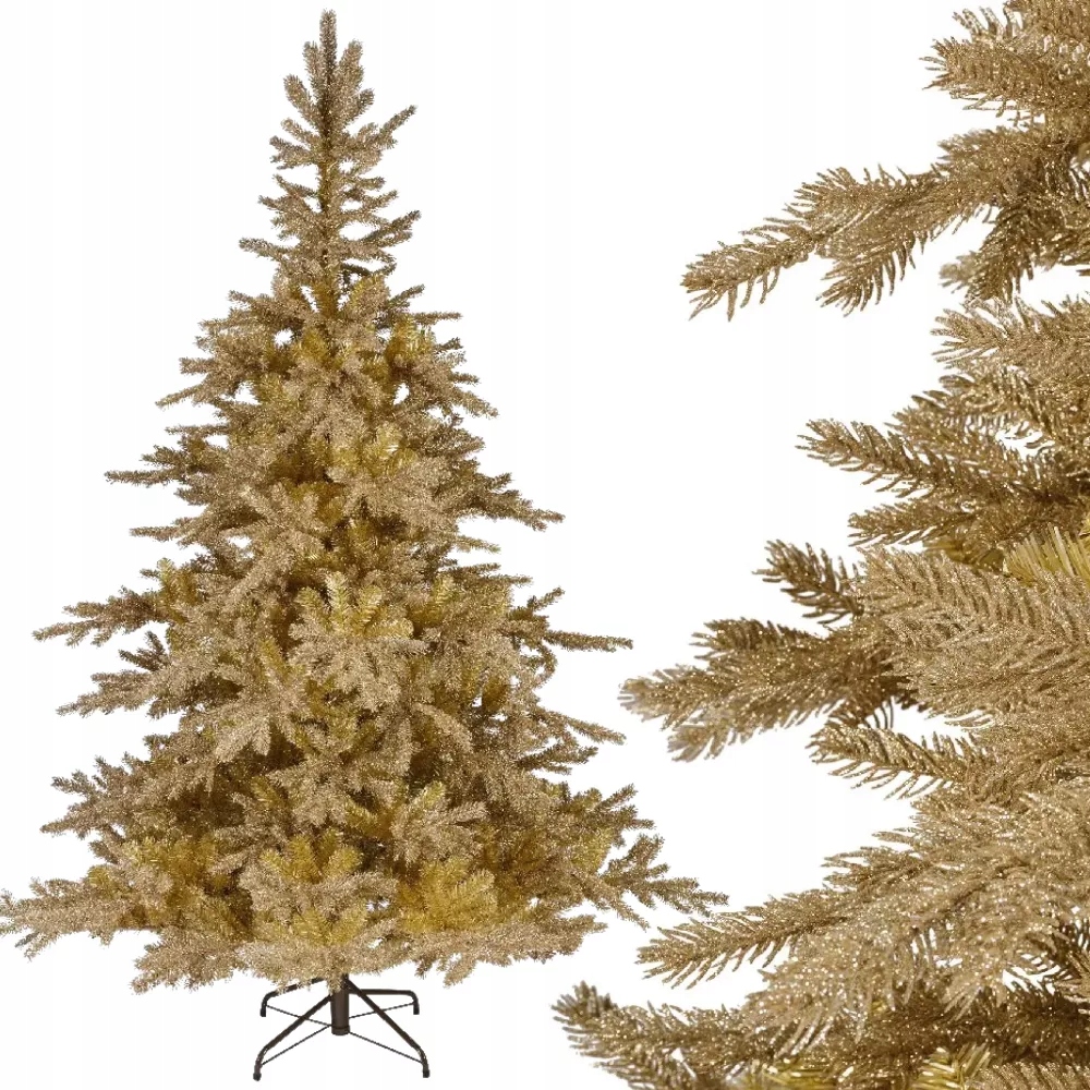Umelý zlatý vianočný stromček ako živý Premium 210 cm
