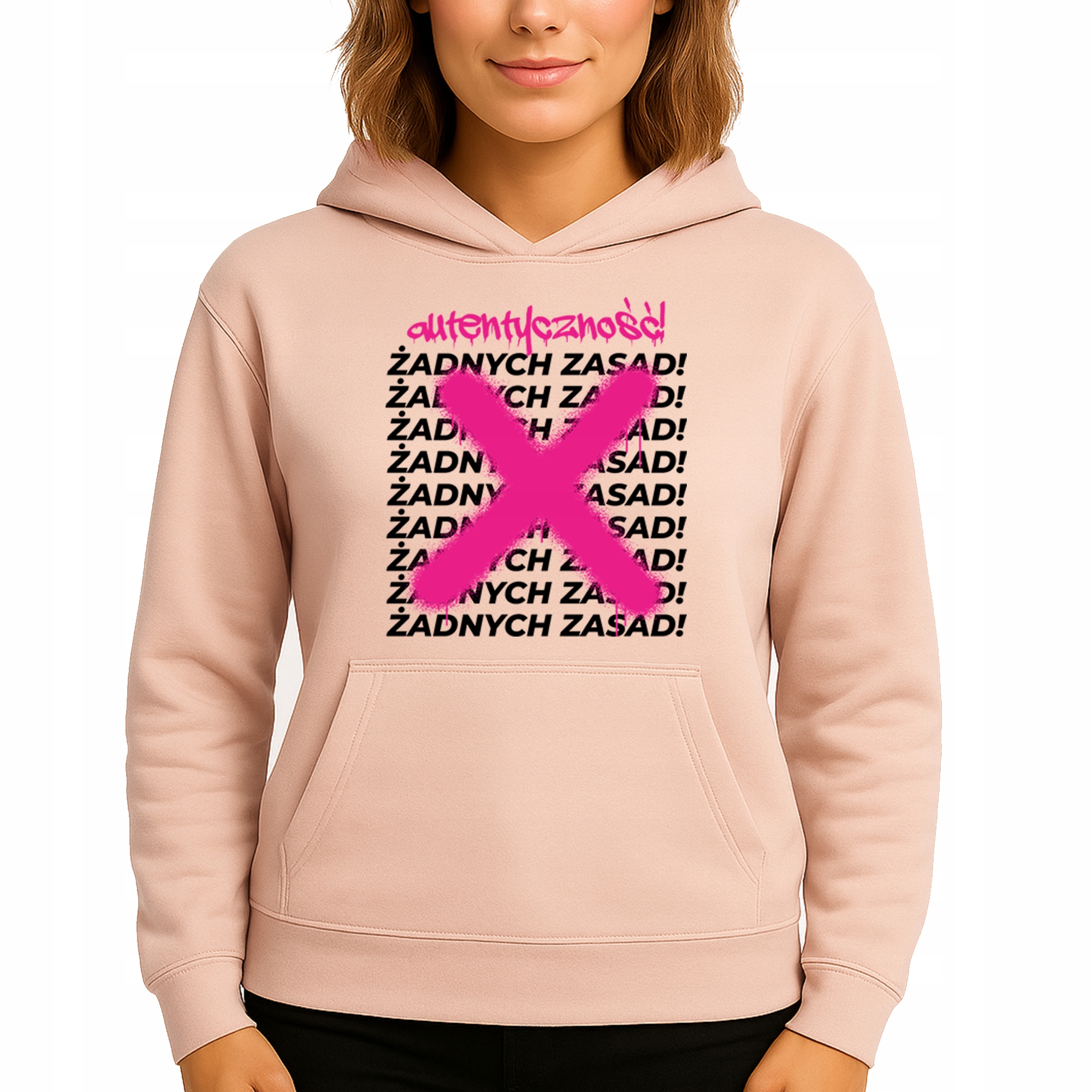 Mikina S Kapucí Broskvová Hoodie Bez Pravidel M