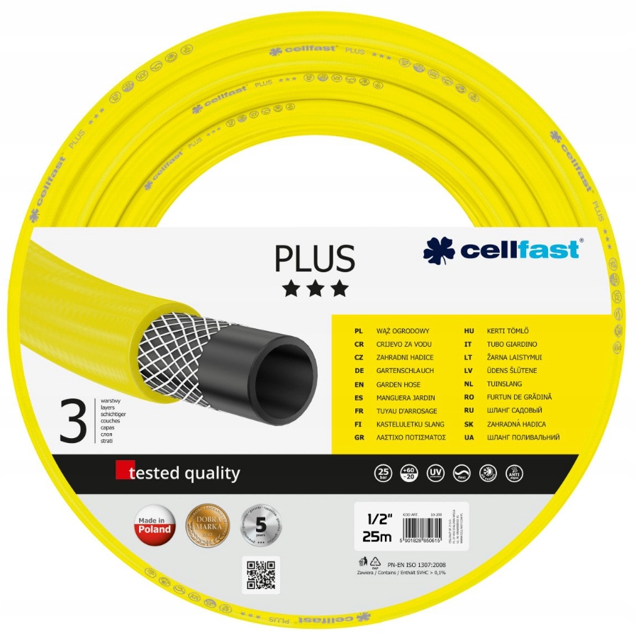 

Wąż ogrodowy Cellfast Plus 1/2'' 25m 3 warstwowy