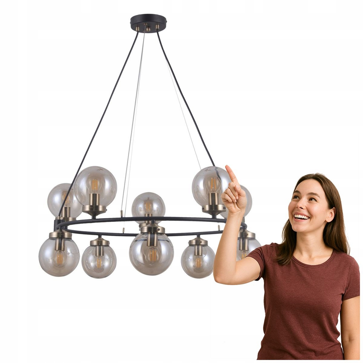 Industriální závěsná lampa Galvez 10 zdrojů světla Italux