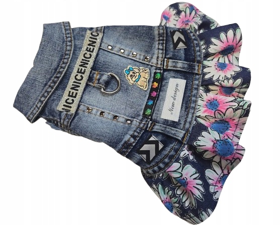 Kamizelka Jeans bluza Casual z oczkiem do Smyczy zatrzaski Klamra r. Xs