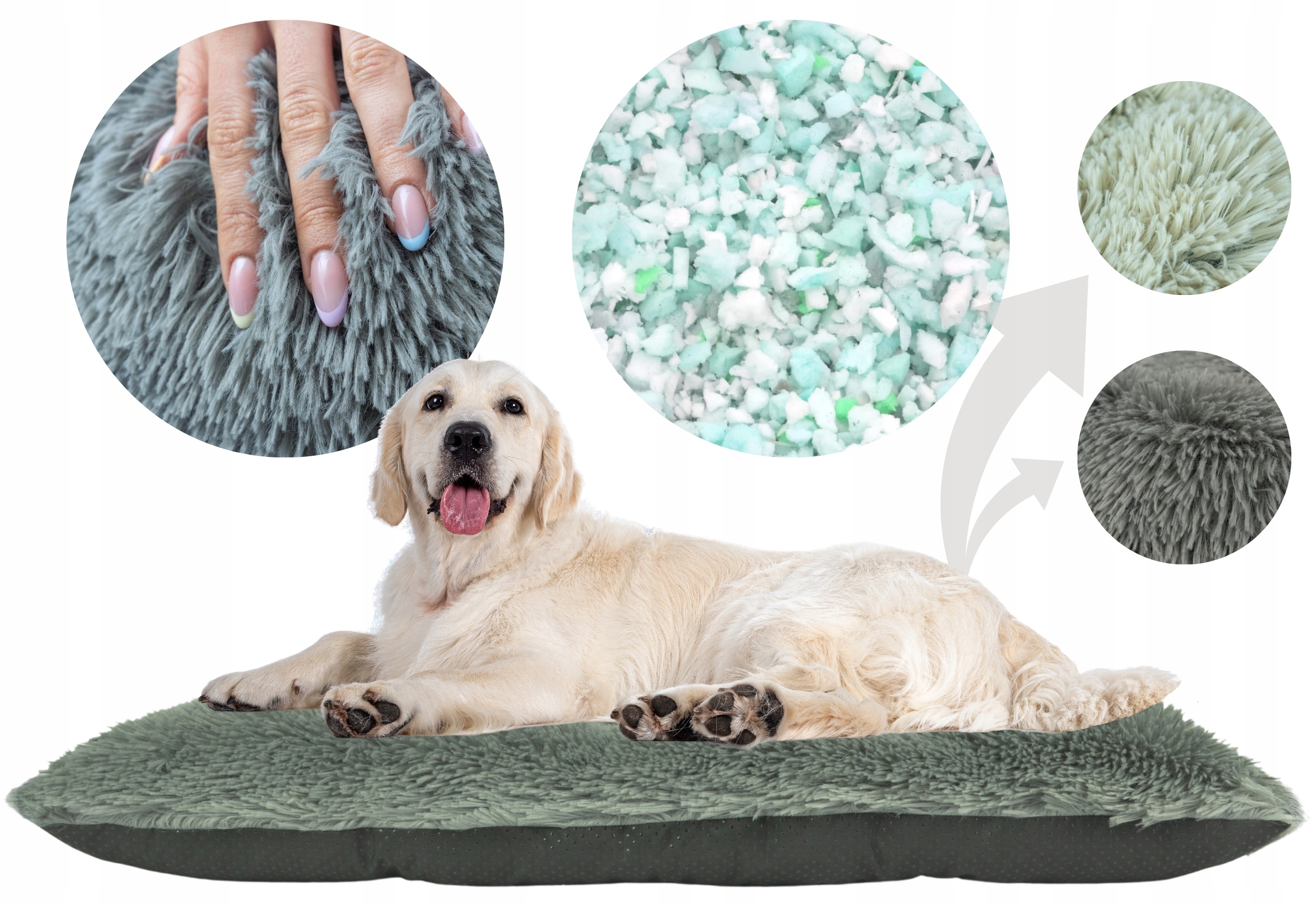 Levně Pelíšek pro psa Plyšové lůžko Shaggy Šedé velké Premium 85 x 80 cm vel. XL