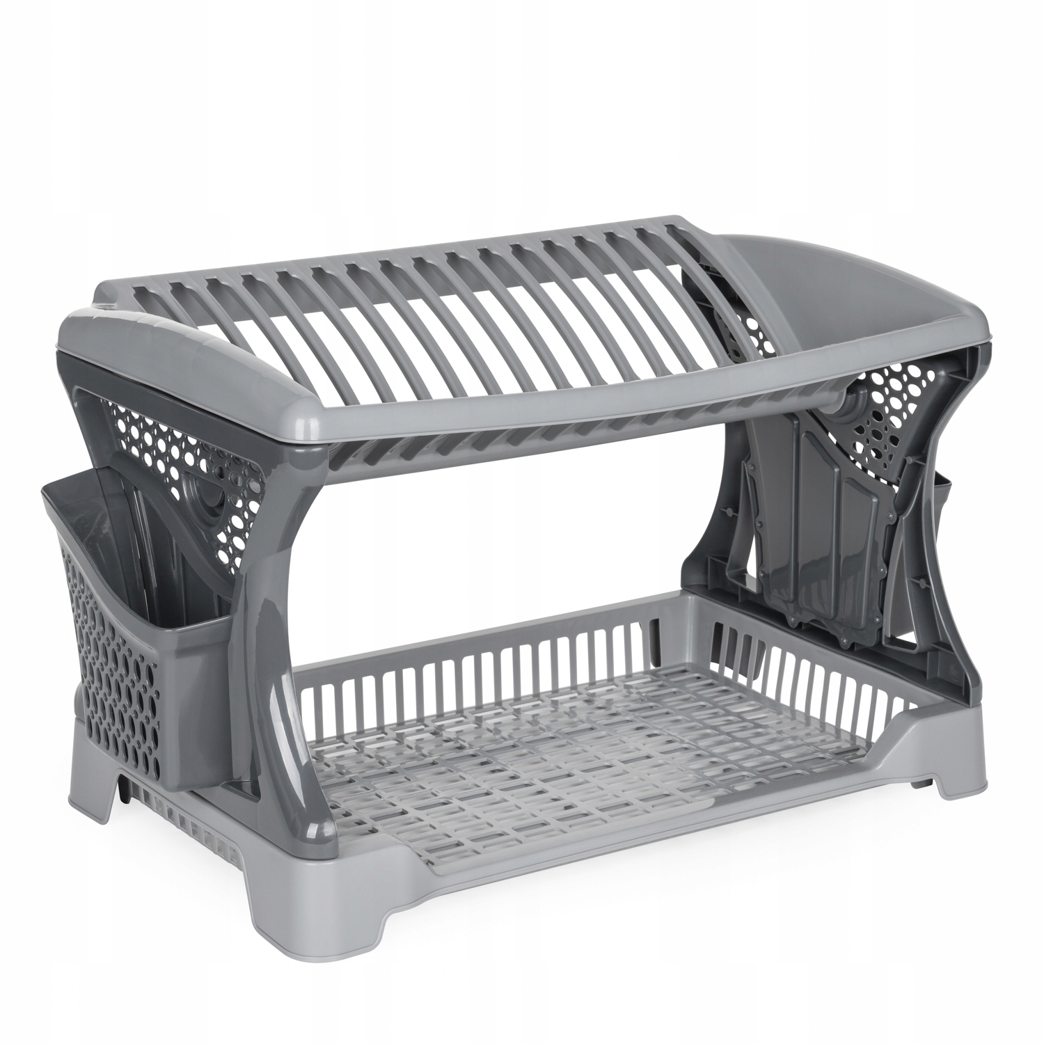 DWUPOZIOMOWA SUSZARKA DO NACZYŃ + OCIEKACZE 47x30,2x27CM ANTRACYT Marka Dunya