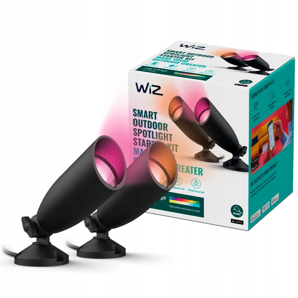 2x Led zatĺkací záhradný reflektor Rgb lampa Inteligentná Smart WiFi WiZ