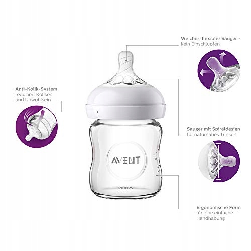 Philips Avent Natural Butelka szklana 0m+120 ml OPIS Kod producenta SCF051/17