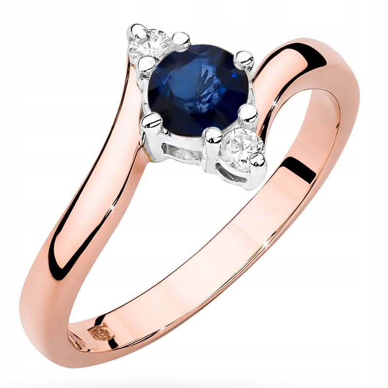 Zlatý Prstýnek 585 se Safírem 0,50 a Brilianty