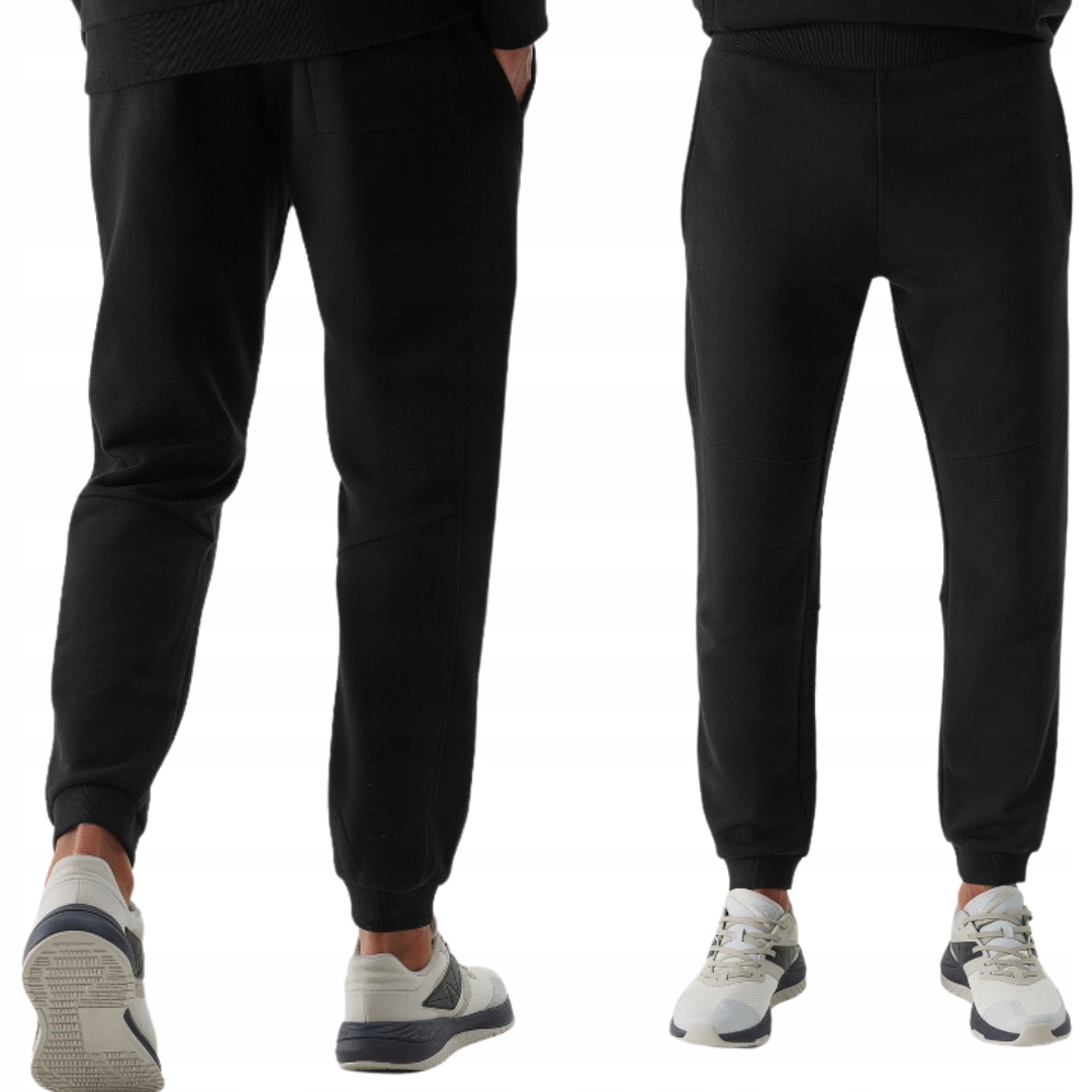 SPODNIE 4F MĘSKIE DRESOWE JOGGERY BAWEŁNIANE - CZARNE r. XL