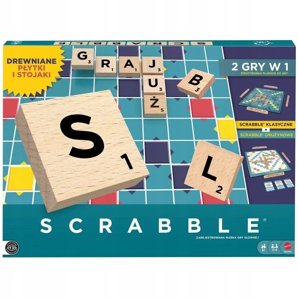 Scrabble Drewniane Płytki I Stojaki Rodzinna Gra