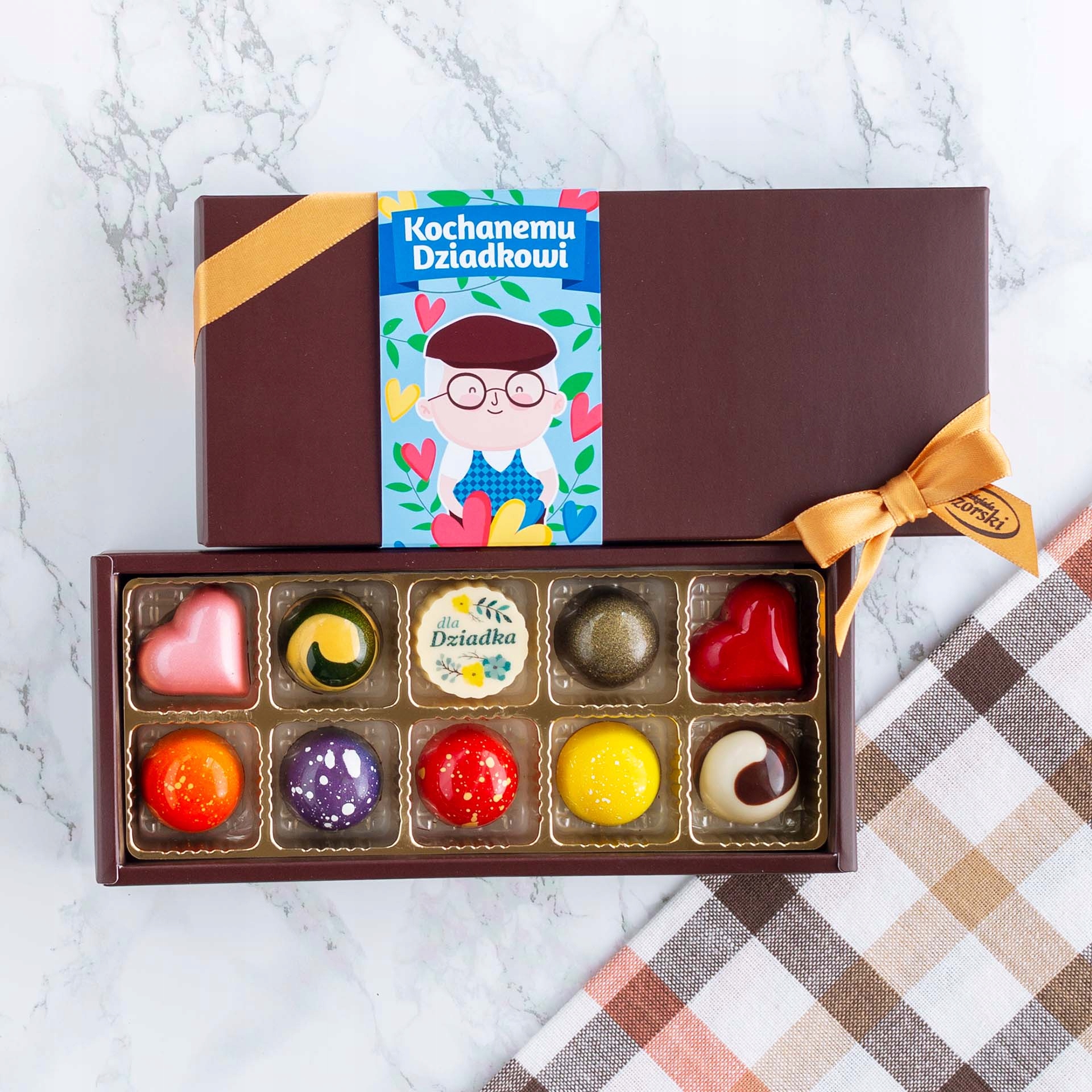 Bombonierka 10 pralin dzień dziadka