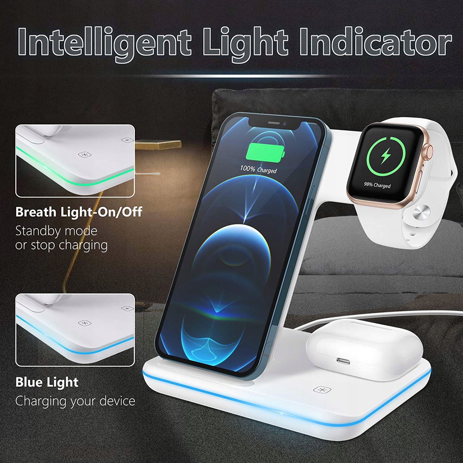 STACJA DOKUJĄCA ŁADOWARKA BEZPRZEWODOWA IPHONE 15W Prąd wyjściowy 1 mA