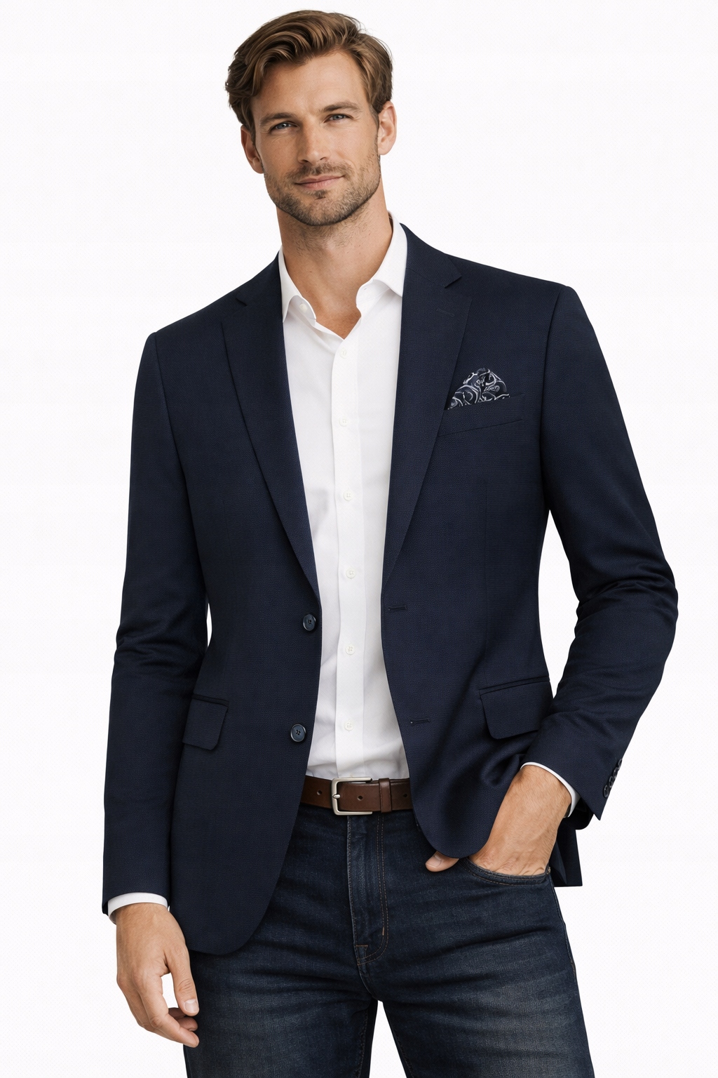 Sako 24401 Dark Blue slim fit, modrá, ležérní velikost