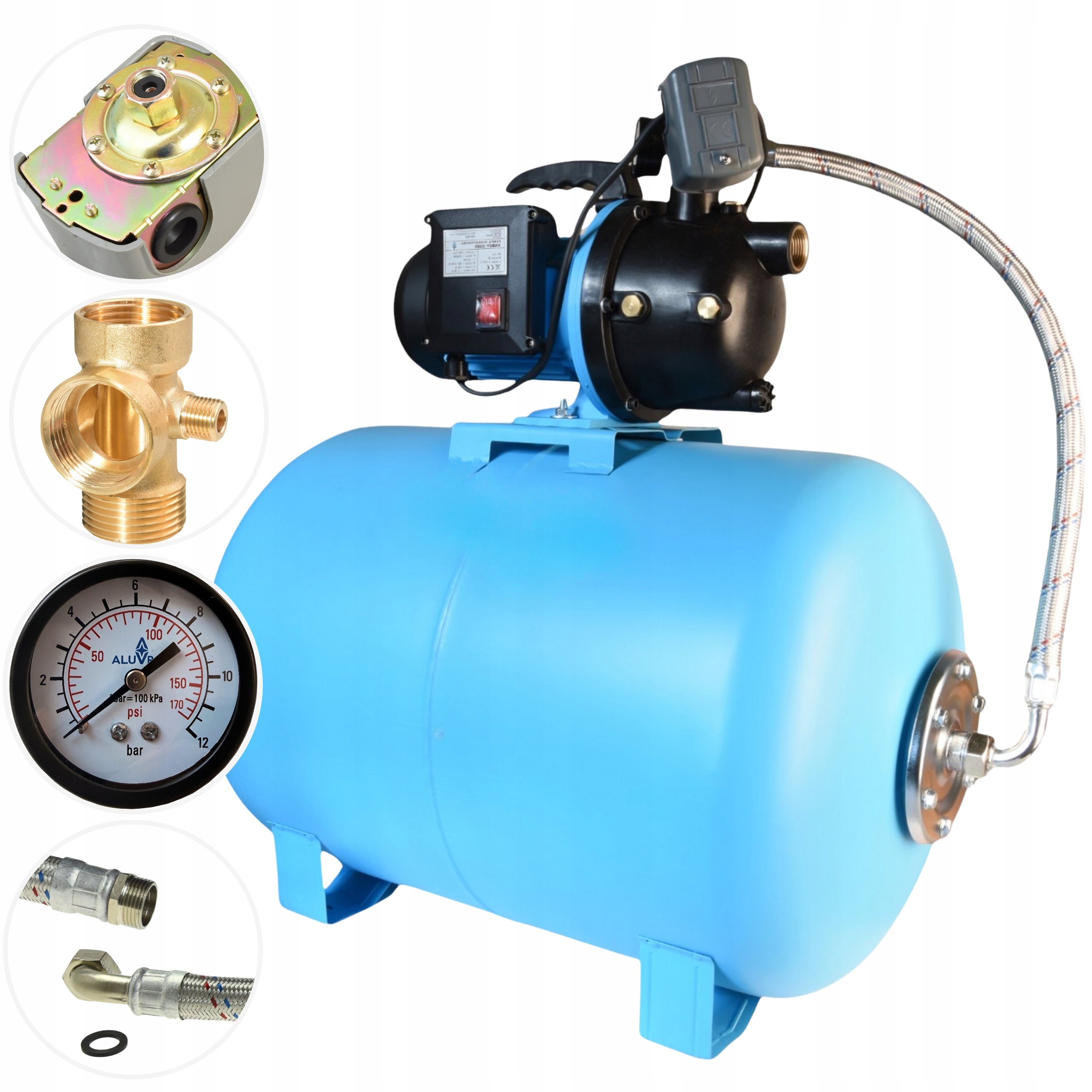 100L Hydrofor Hydroforová Pumpa 550W 50L/MIN Zahradní Sada Na Zavlažování