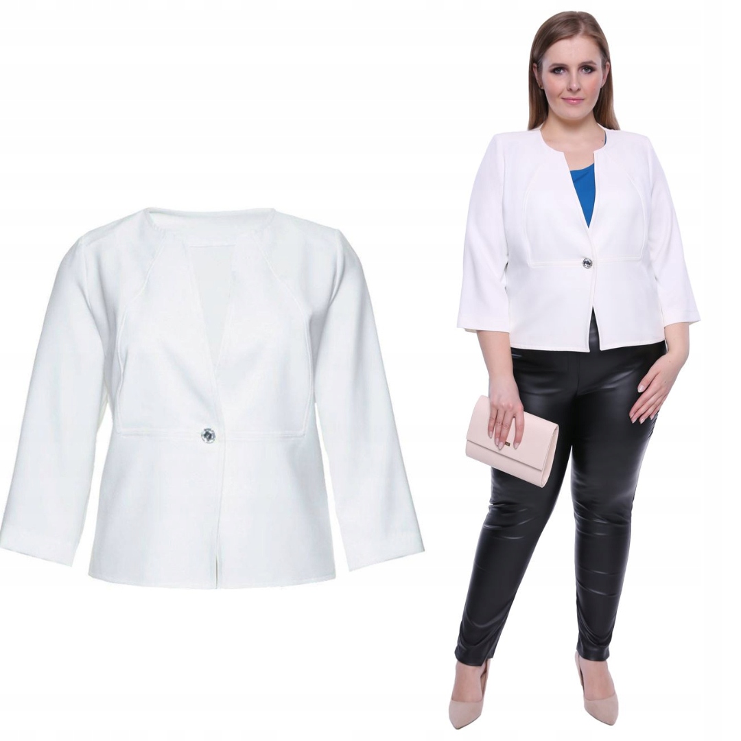 Smetanové sako s originálním prošitím 46