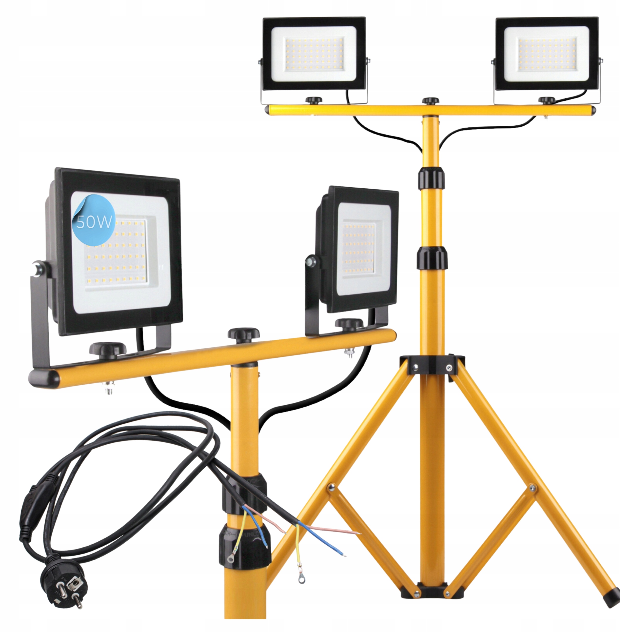 Stavební sada 2x halogenový Led reflektor 50W IP65 teplý stativ kabel