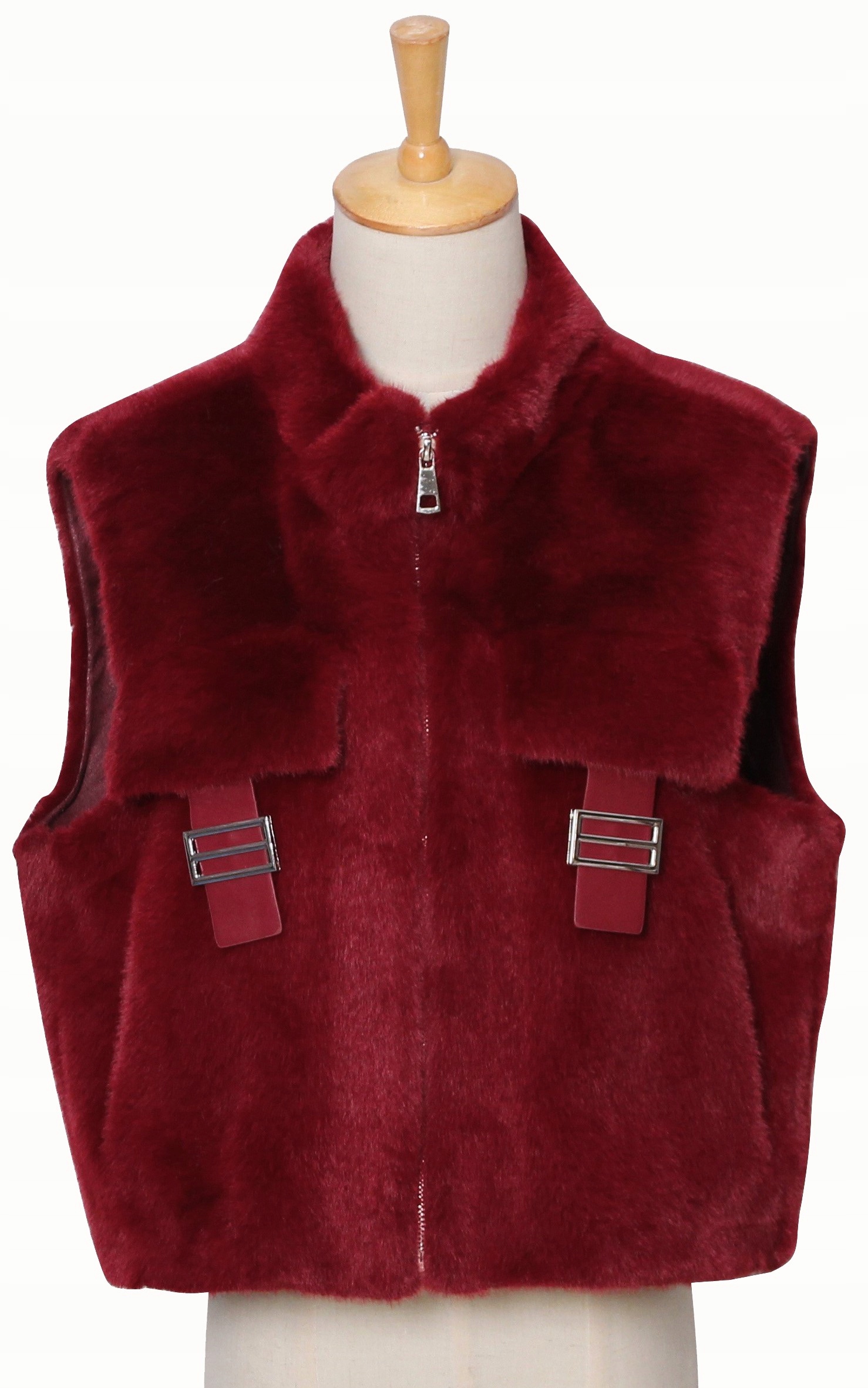 Dámská Vesta zimní lehká krátká kožešinová kožíšek kožešina bordó vínová