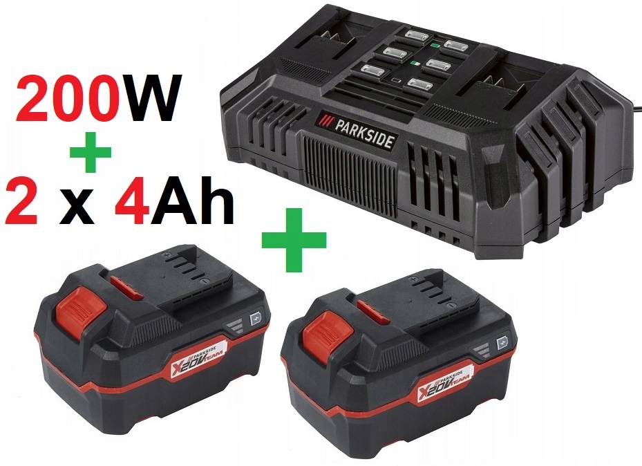 Ładowarka 200W Pdslg 20 B2 2 akumulatory 4Ah 20V Pap 20 B3 Parkside