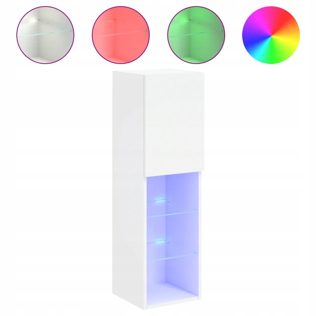 Led Rgb televizní skříňka pro montáž na stěnu, bílá, 30,5x30x102 cm, dr