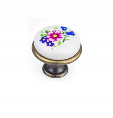 

Gałka meblowa retro kwiaty porcelana/ stare złoto