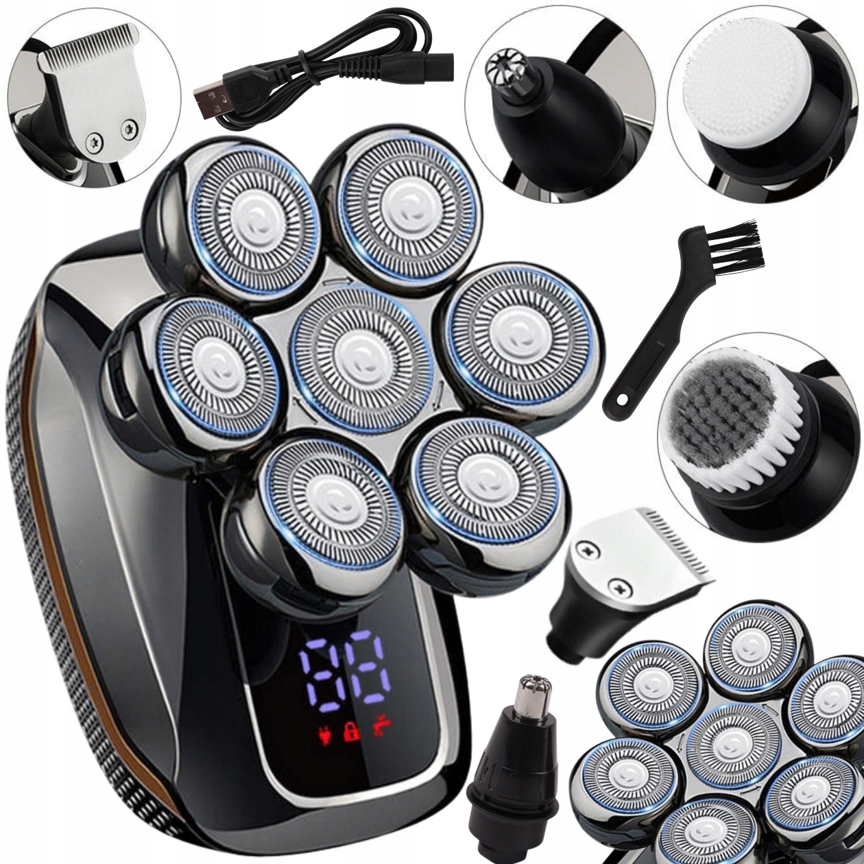 Golarka Męska Do Głowy Brody Maszynka Trymer Do Strzyżenia Nakładki