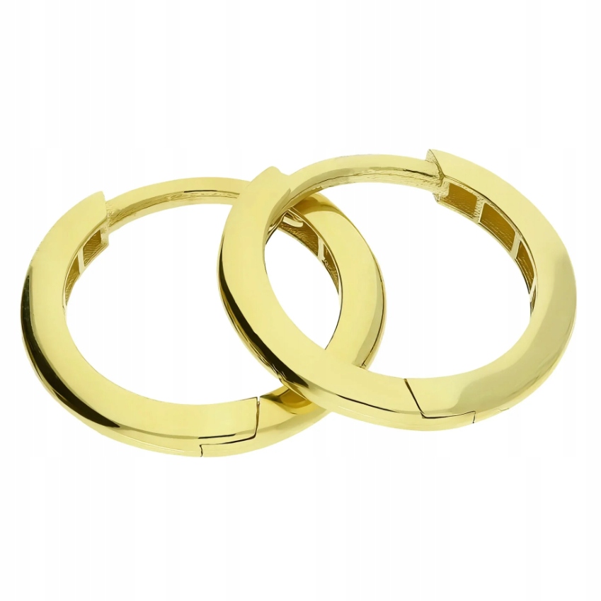 Zlaté náušnice 585 s hladkými kruhy a zapínáním bez kamenů pro ni