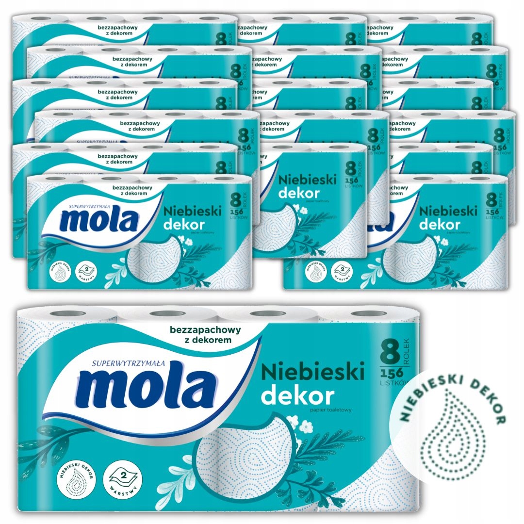 Papier toaletowy Mola Blue Dekor (8 rolek) x18 op.