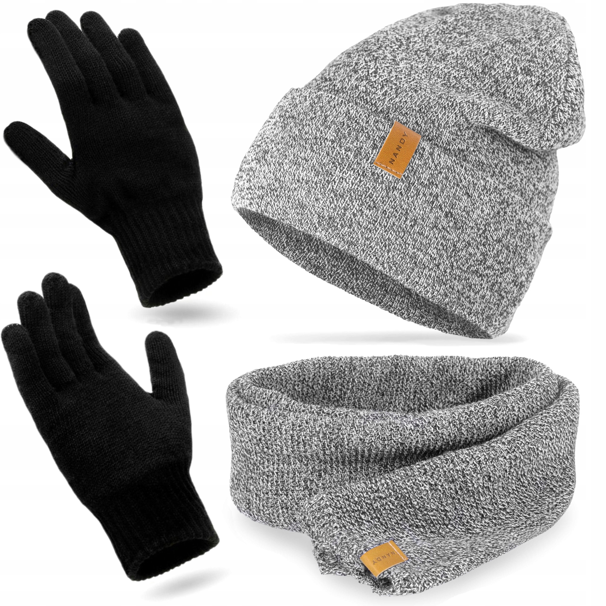 

Nandy Polski Komplet Zimowy Czapka Szal Rękawiczki